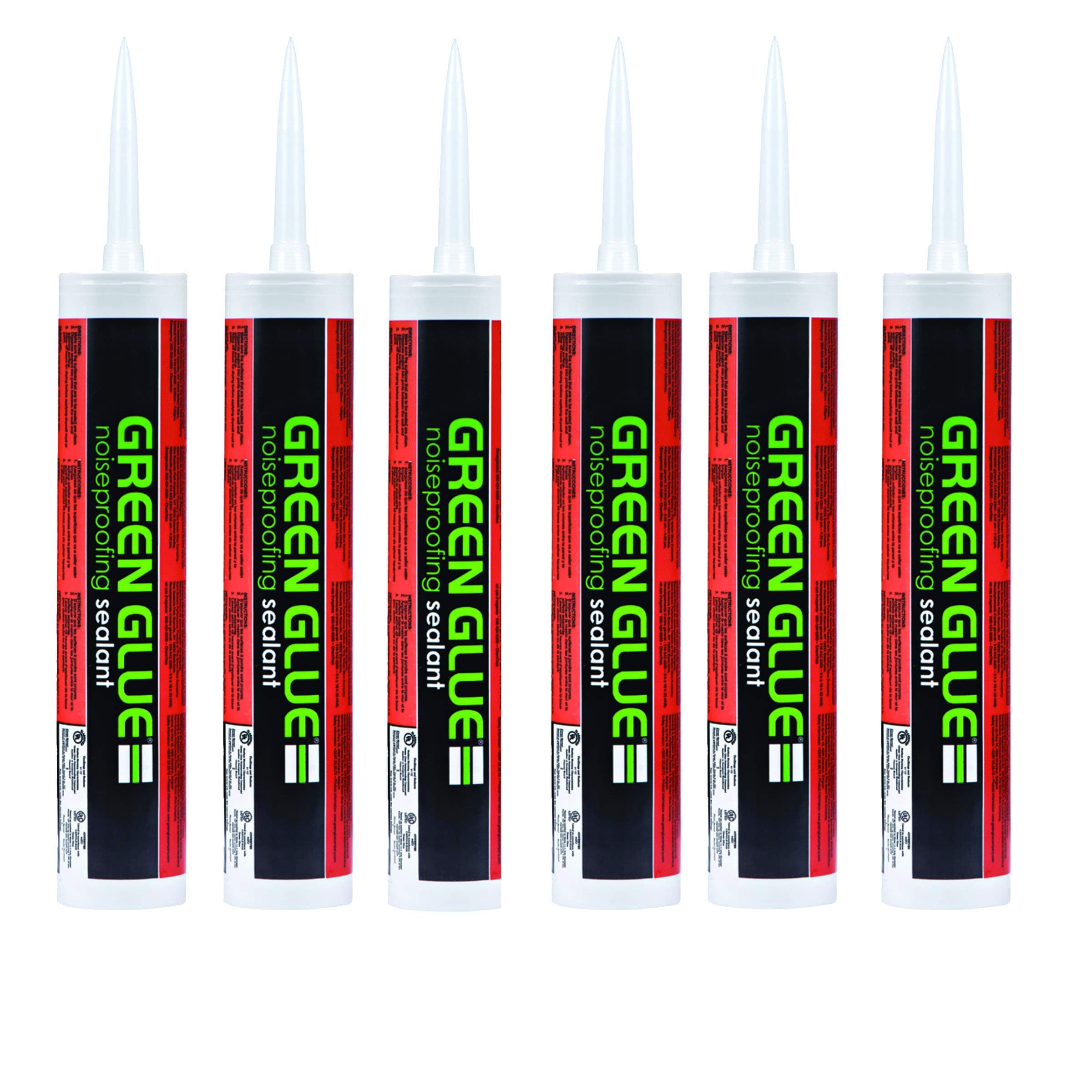 Green Glue Noiseproofing Sealant Caulk - Pack of 6 Tubes (28 oz Each) - with Cleanup Wipes