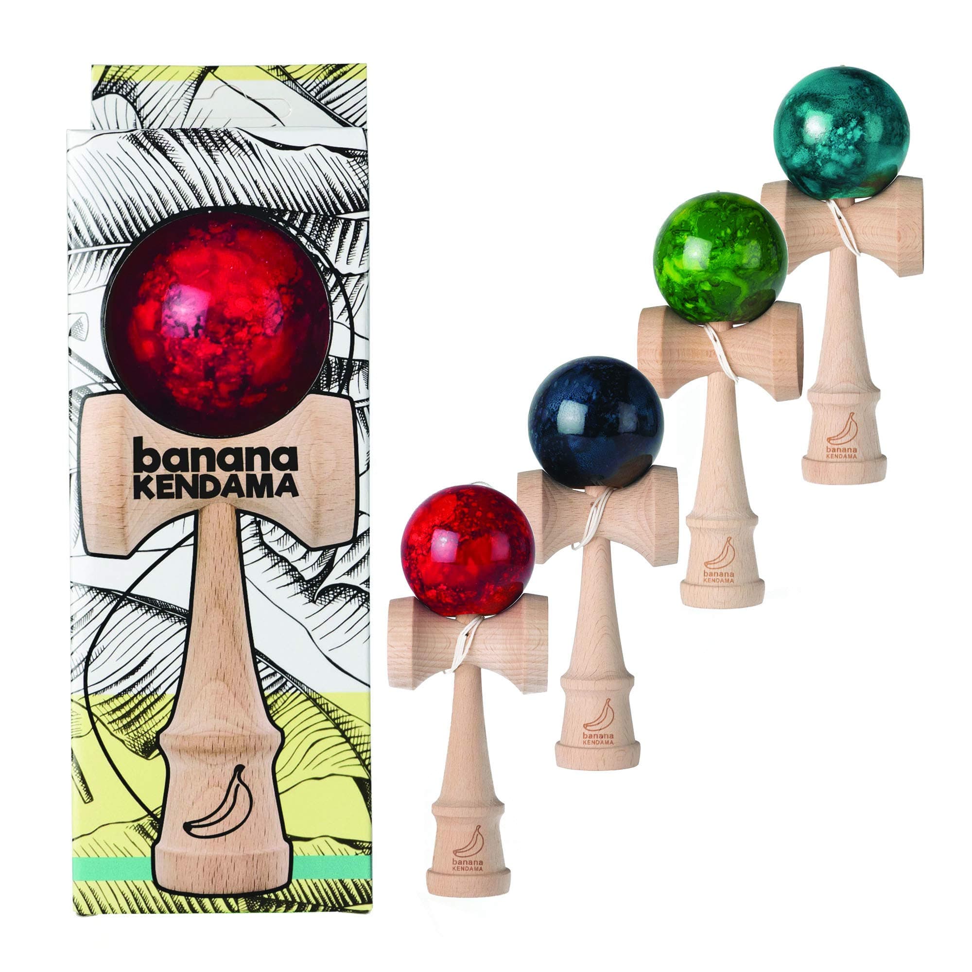 Banana Kendama Marble - Classic Beginners Kendama Skill Toy (Red Marble)