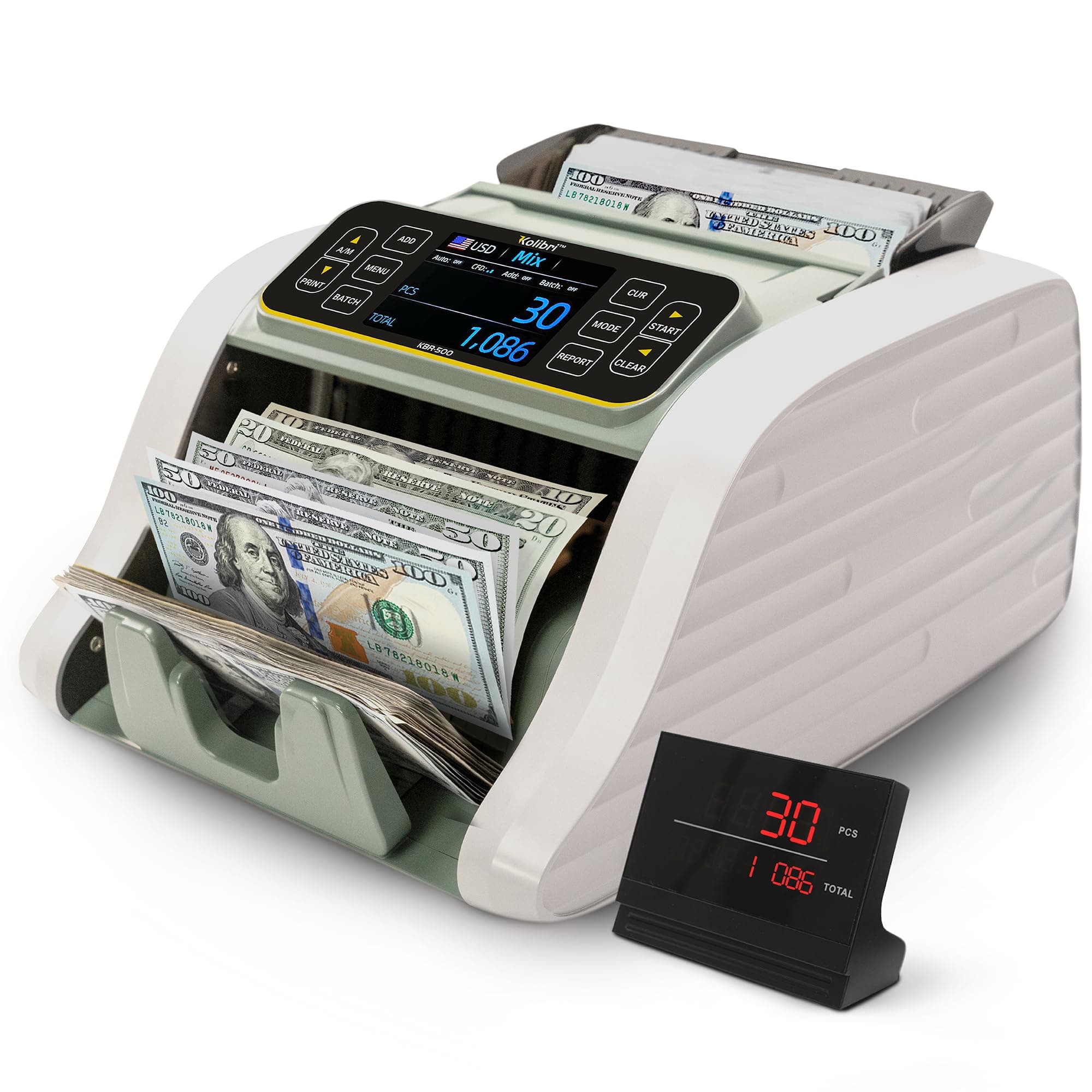 KOLIBRI Money Counter Machine I LCD Display I Business Grade I Advanced IR/UV/MG/MT/DD/HLF Detection I Mixed Denomination I Multi-Currency I Back Loading I 3-Years Warranty I KBR-500