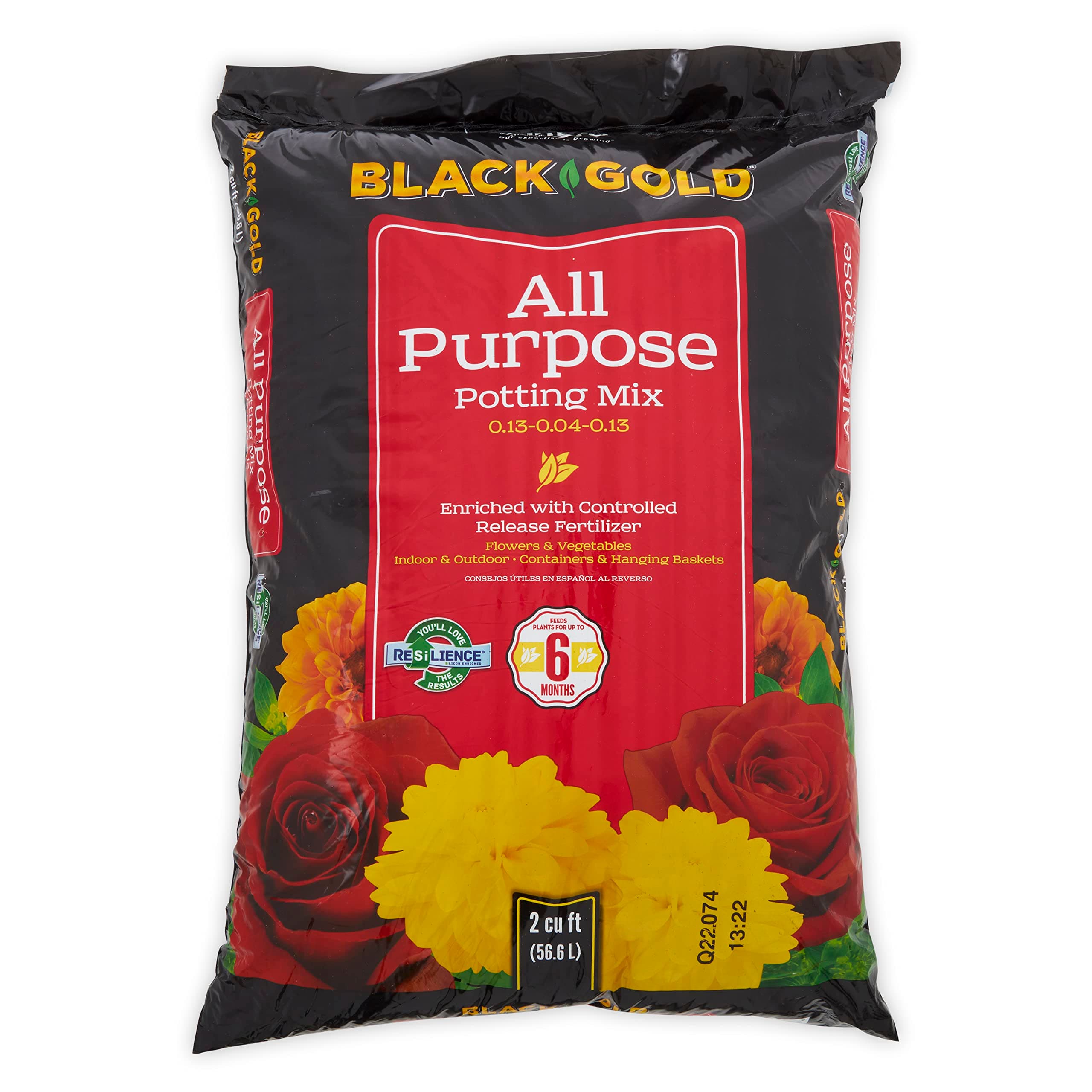 Sun Gro 13101022 Black Gold All Purpose Potting Mix with Fertilizer, 2 Cubic Feet