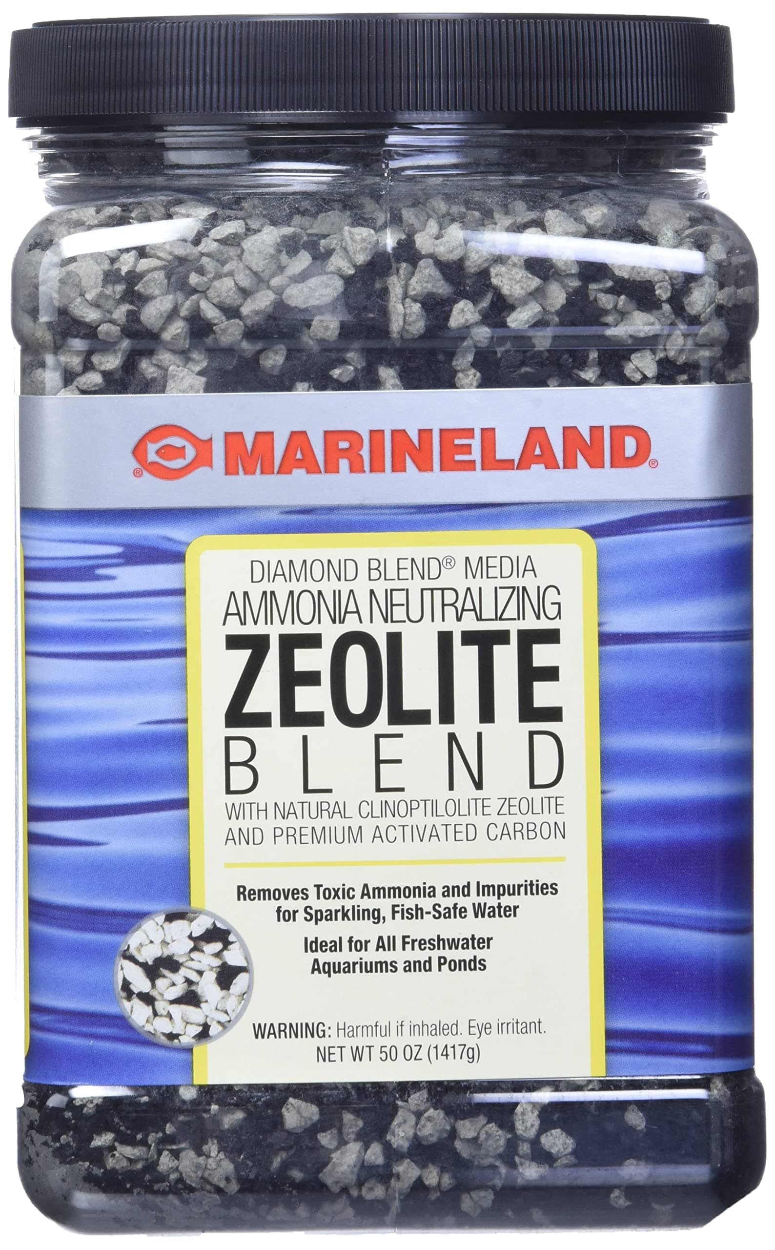 MarineLand Diamond Blend 50 Ounces, Ammonia-Neutralizing Zeolite And Carbon, aquarium Filter Media
