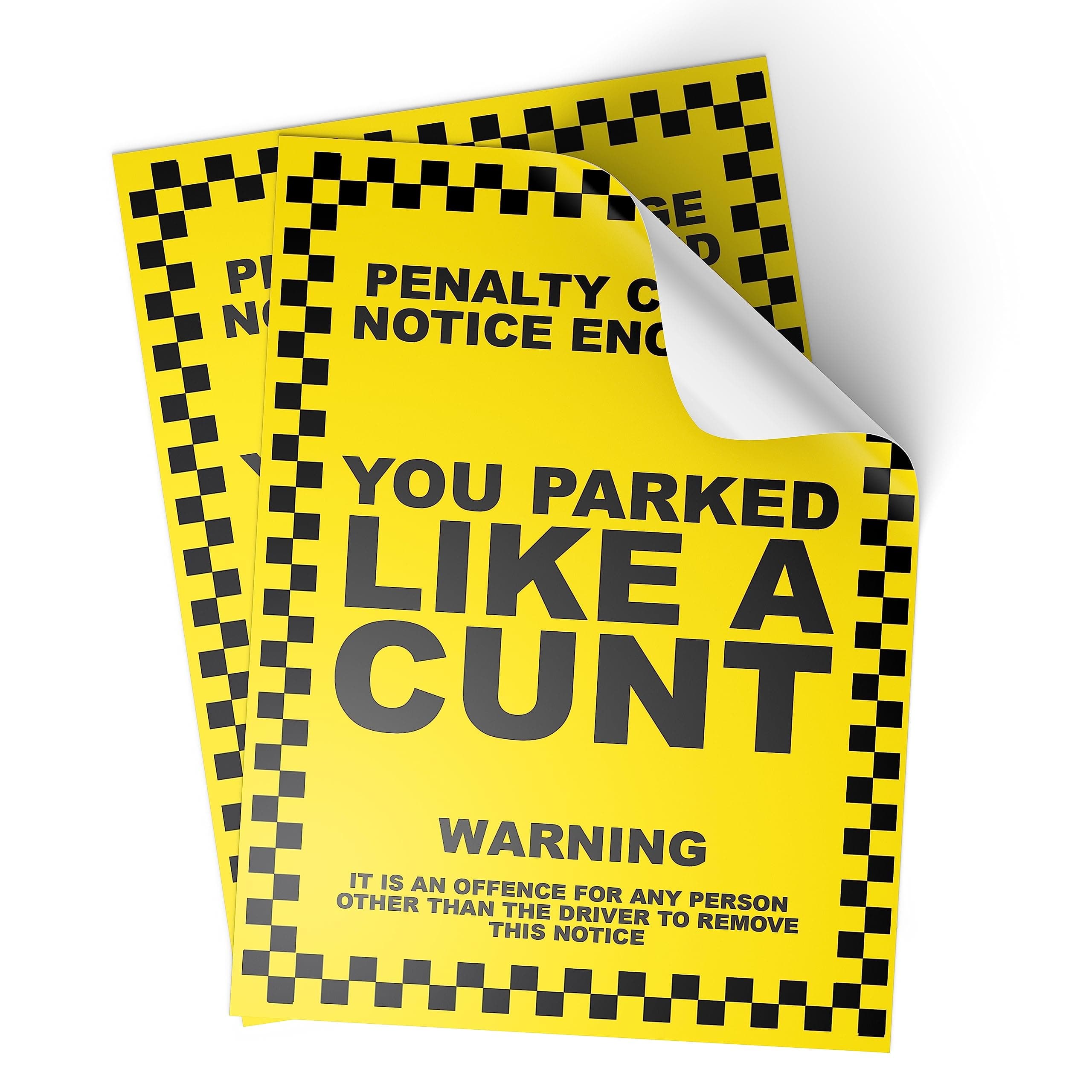 5 X Parking Offensive Stickers | Cunt, Twat, Idiot, 9 x 13cm Novelty Joke Prank Funny Ticket PNC (CUNT)
