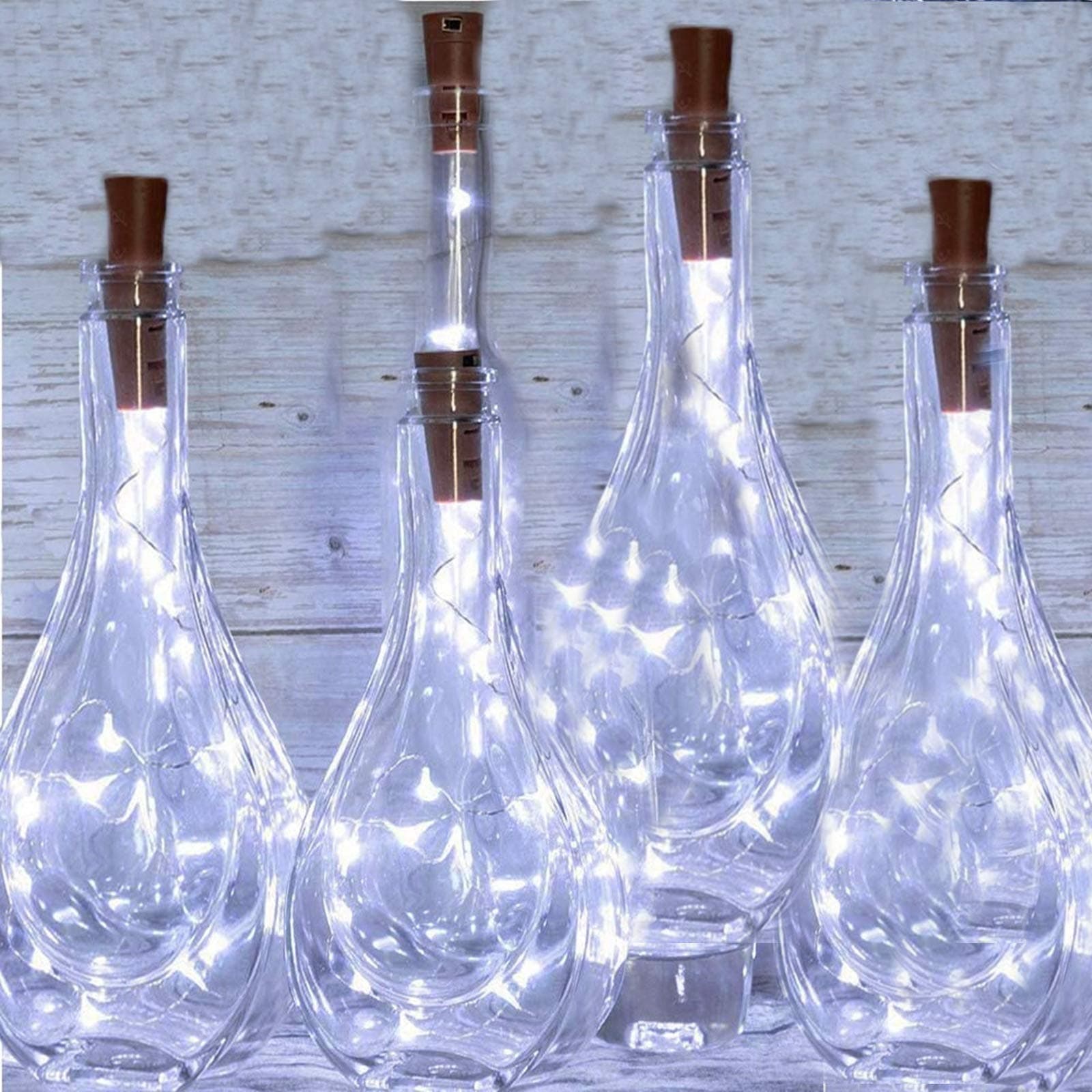 Chipark Bottle Lights with Cork, Fairy Lights Cork Silver Wire Lamp, 15 LED Battery Operated Wine String Light for DIY Party Decor Christmas Halloween Wedding Table Décor (Cool White)
