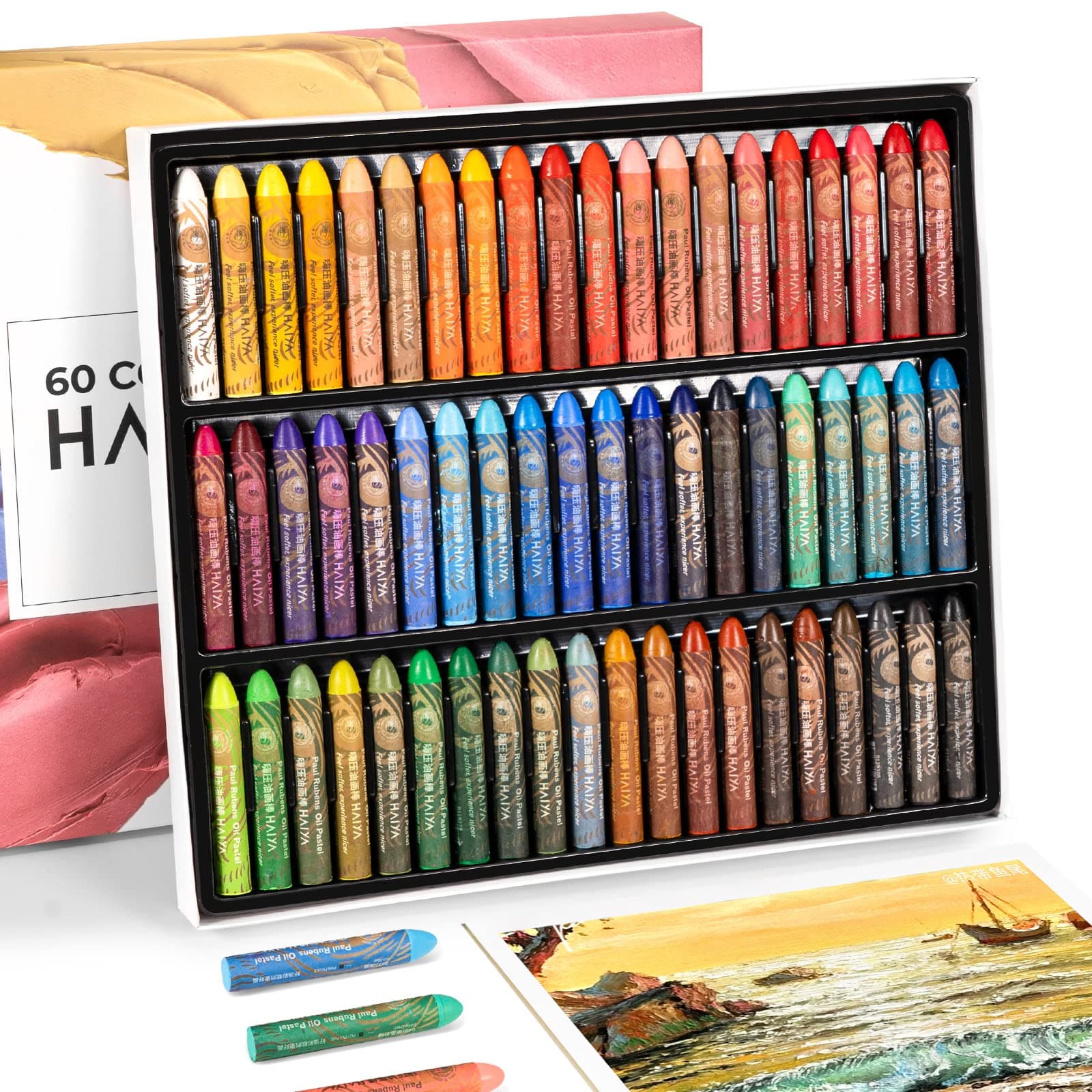 Oil Pastels, 60 Colors Artist Soft Oil Pastels Vibrant and Creamy, Art Supplies for Artists, Beginners, Students, Art Painting Drawing