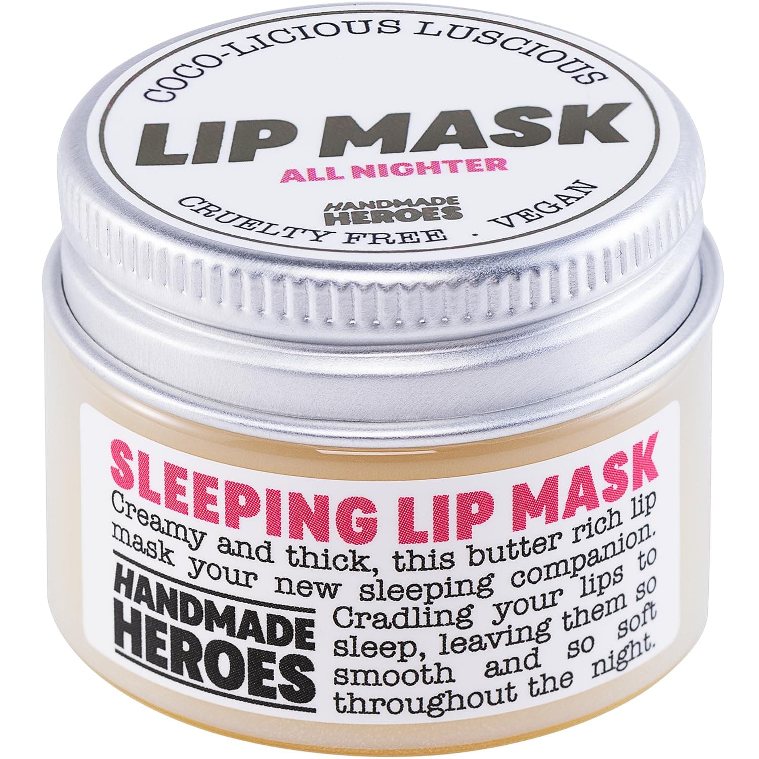 Handmade Heroes 100% Natural Vegan Sleeping Lip Mask, Overnight Lip Moisturizer and Conditioner for dry lips. Intensive Lip Balm and Lip Therapy