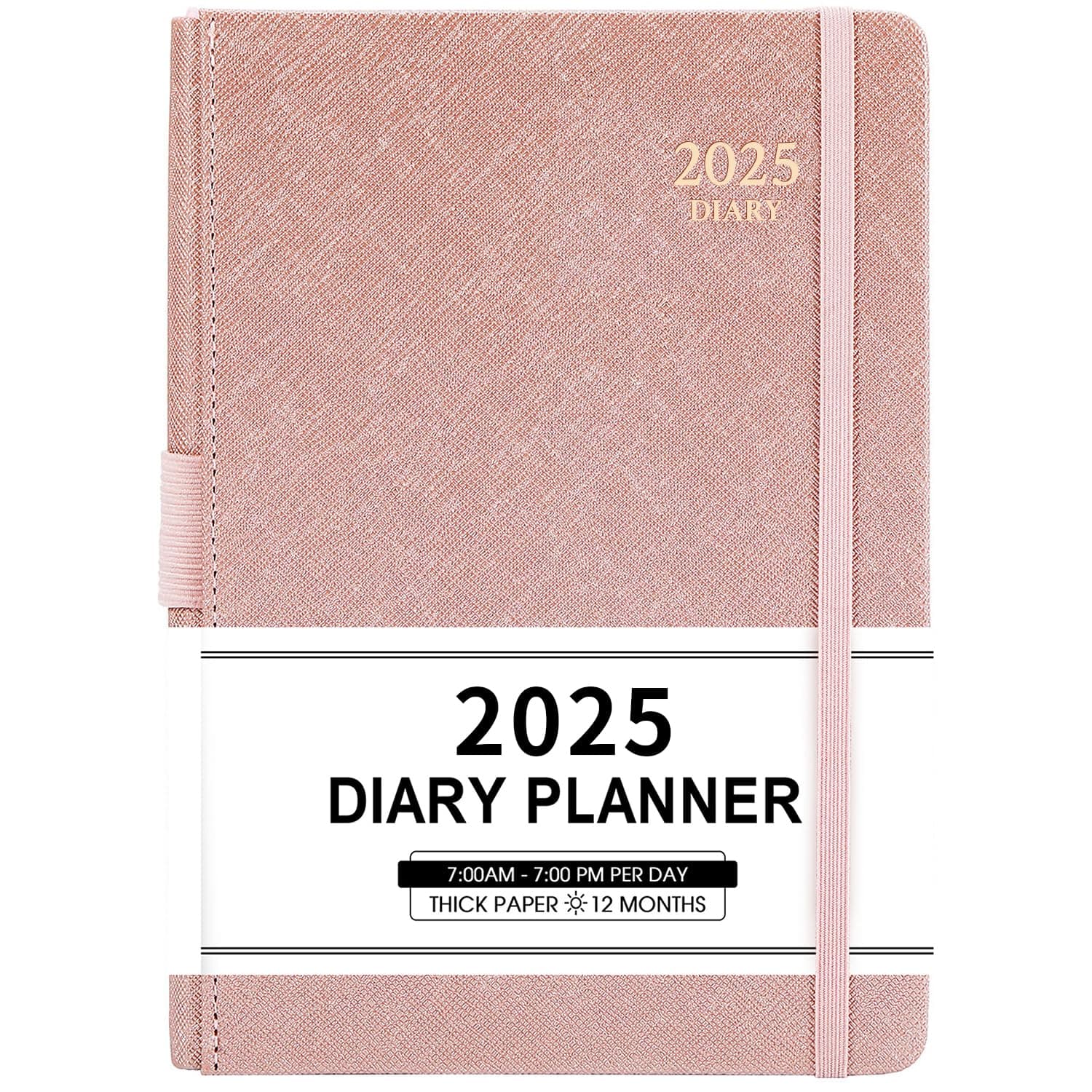 2025 Appointment Book & Planner - Jan. 2025 - Dec. 2025, Daily Hourly Planner 2025, 5.75" X 8.25", 60-Minute Interval, Faux Soft Leather Cover, Premium Paper with Pen Holder, Inner Pocket - Rose Gold