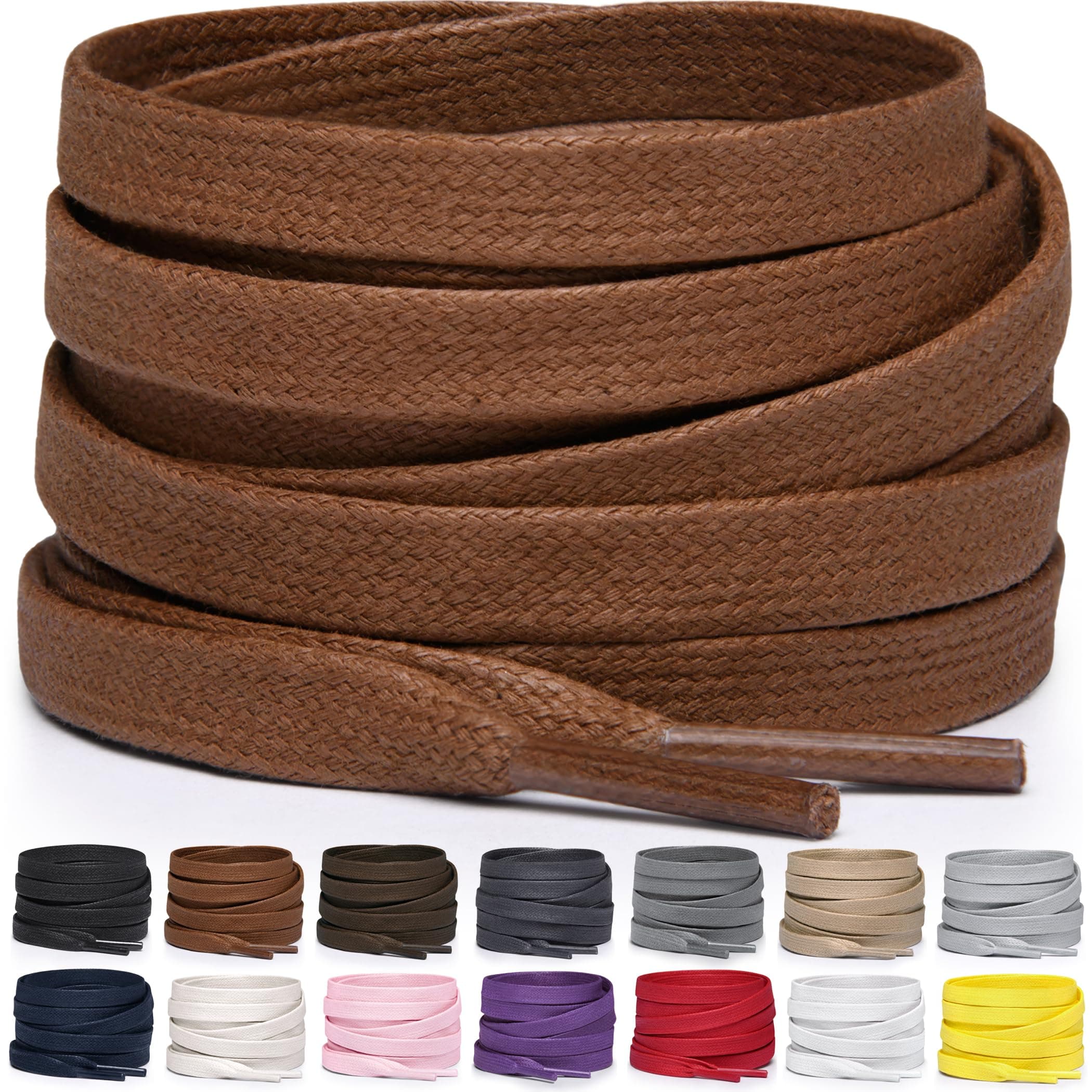 Flat Waxed Cotton Shoe Laces for Boots, Sneakers, and Shoes – Multiple Lengths and Colors Available