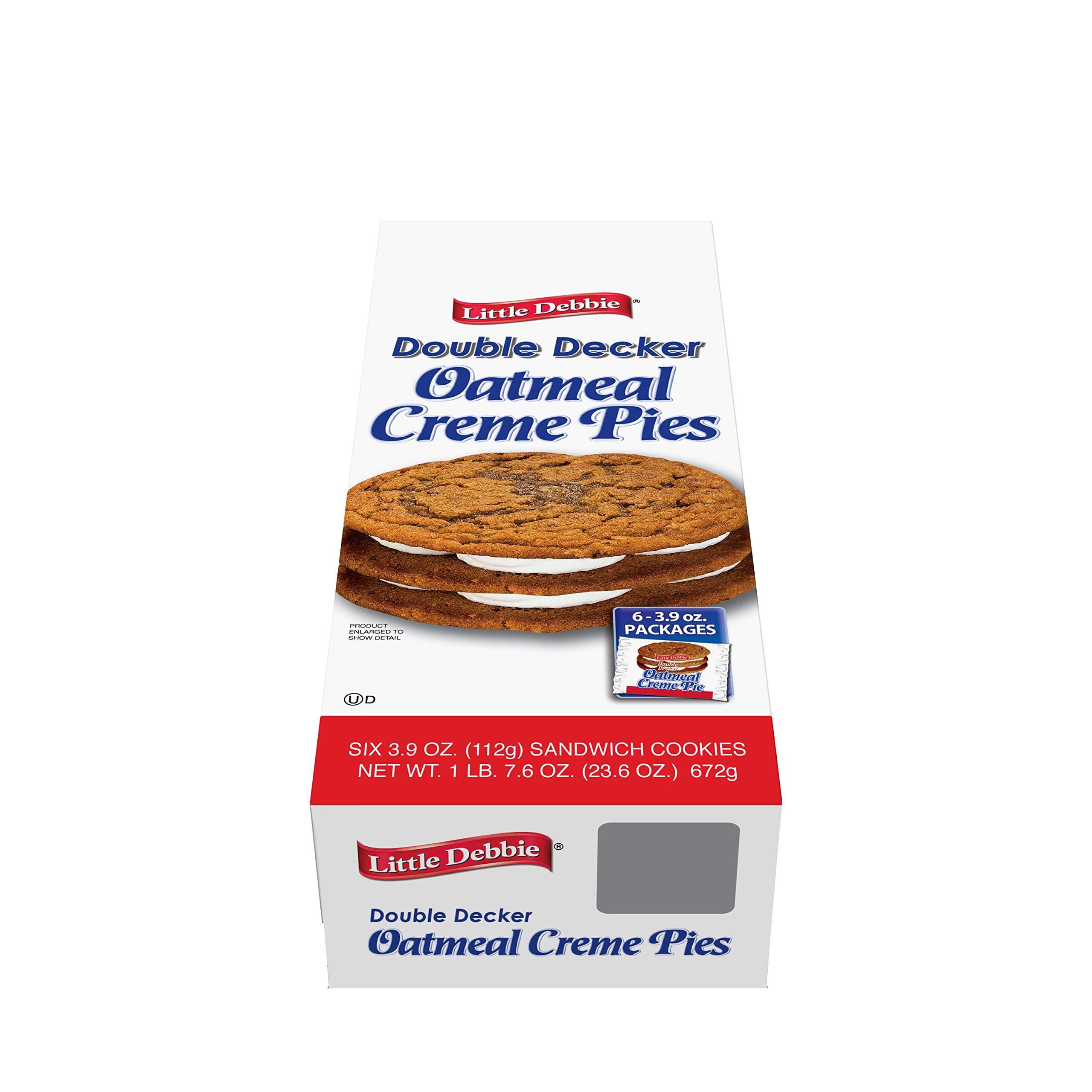 Little Debbie Oatmeal Double Decker Rounds, Indiv. Wrapped, 3.9 oz, 6 Pack