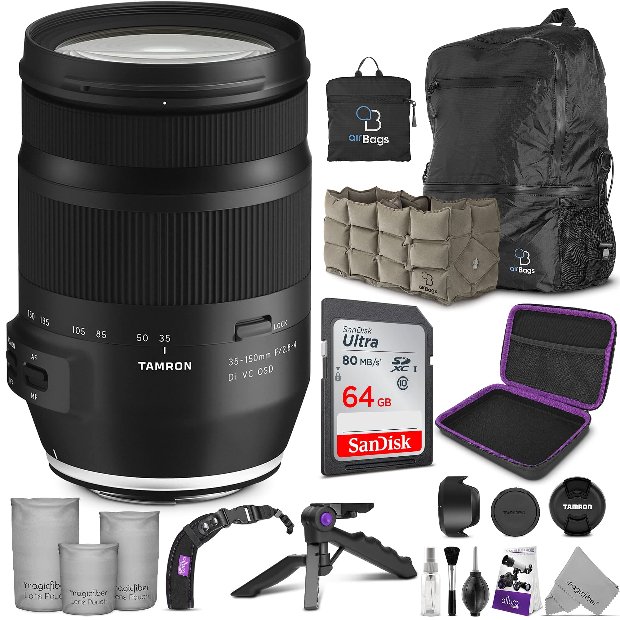 Tamron 35-150mm f/2.8-4 Di VC OSD Lens for Canon EF with Altura Photo Advanced Accessory and Travel Bundle