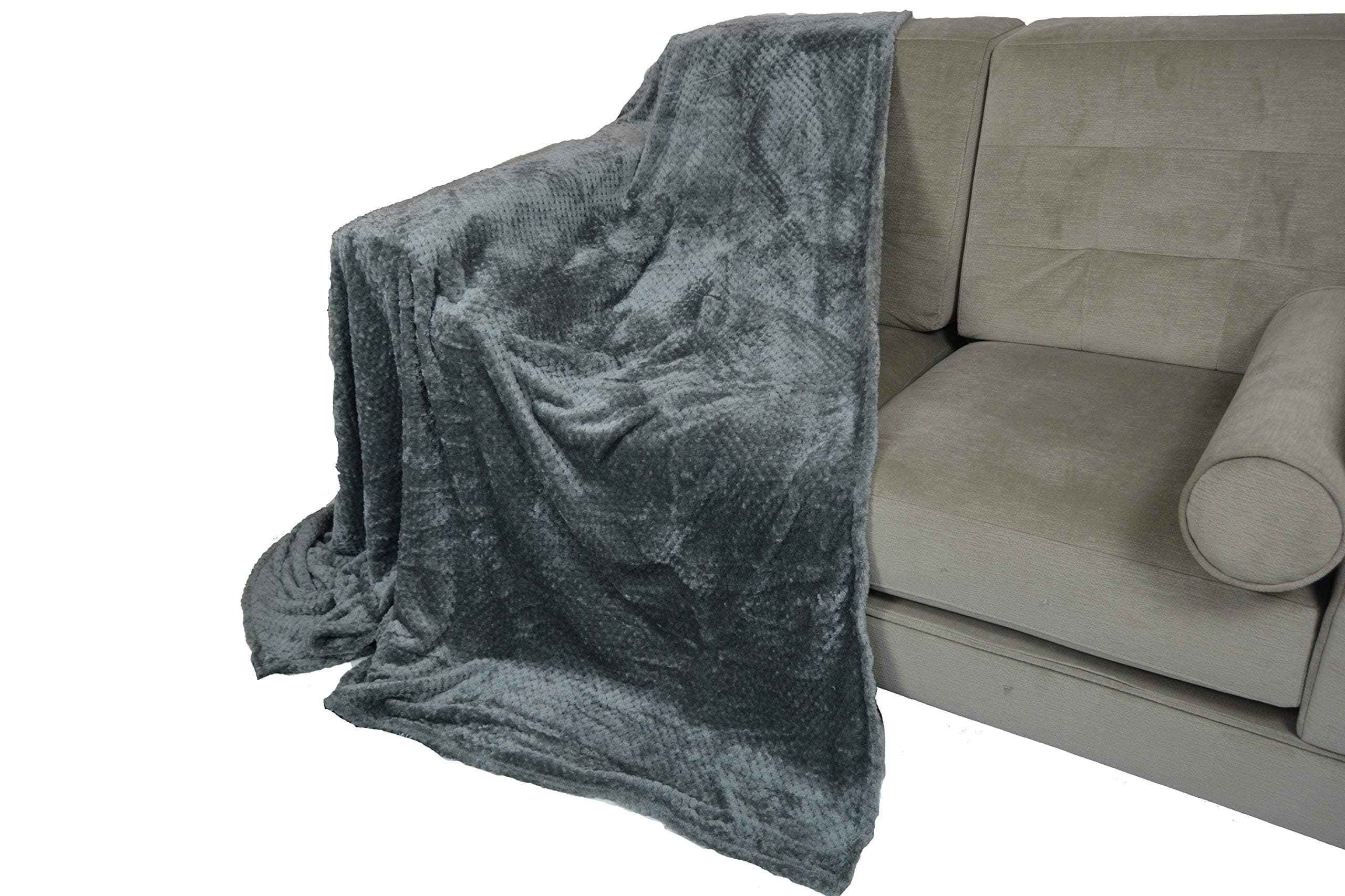 Waffle Honeycomb Blanket / Throw (Double 150 x 200, Grey)