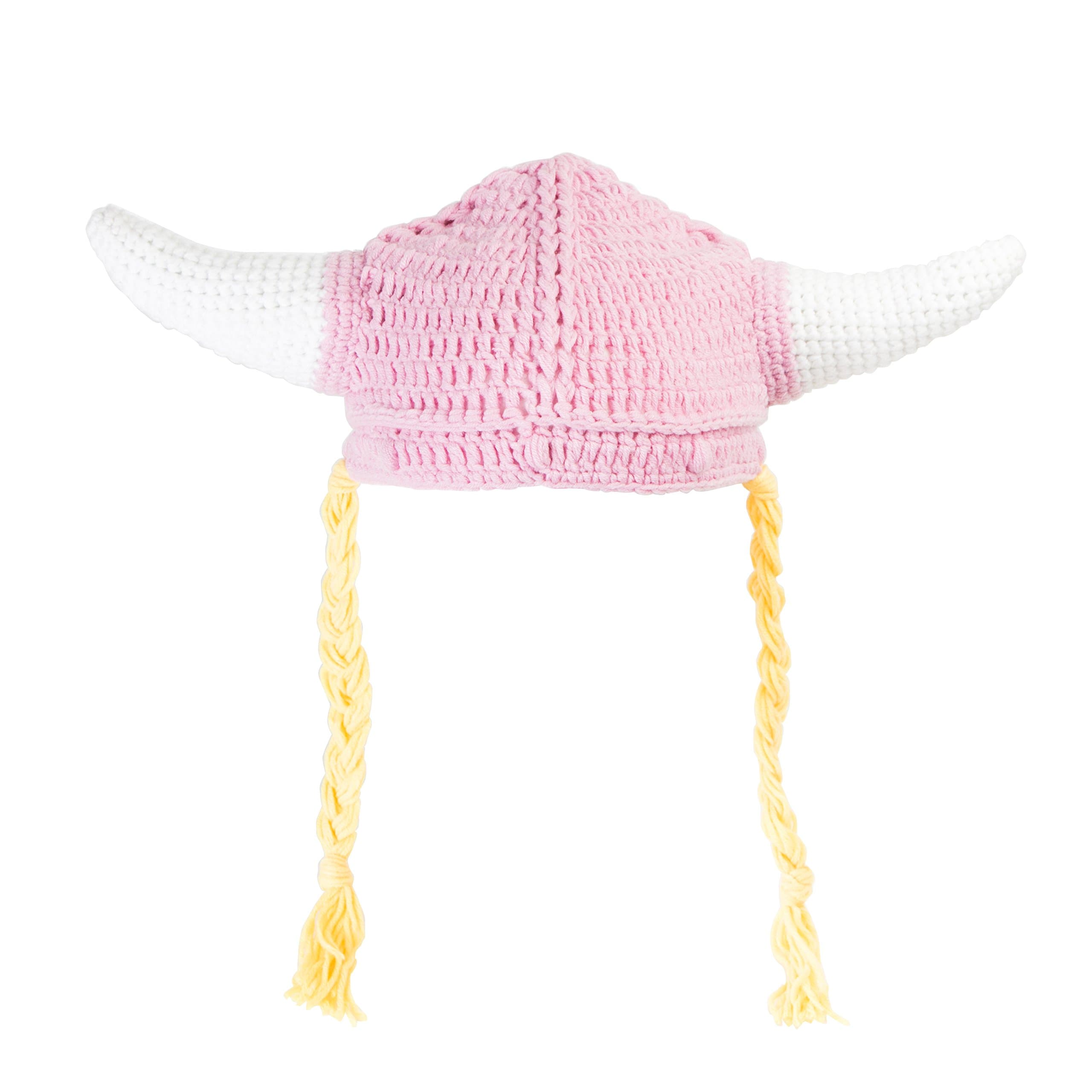 Moozels Viking Hat - Hand Made 100% Wool - Warm & Breathable - 0-6 Months Pink