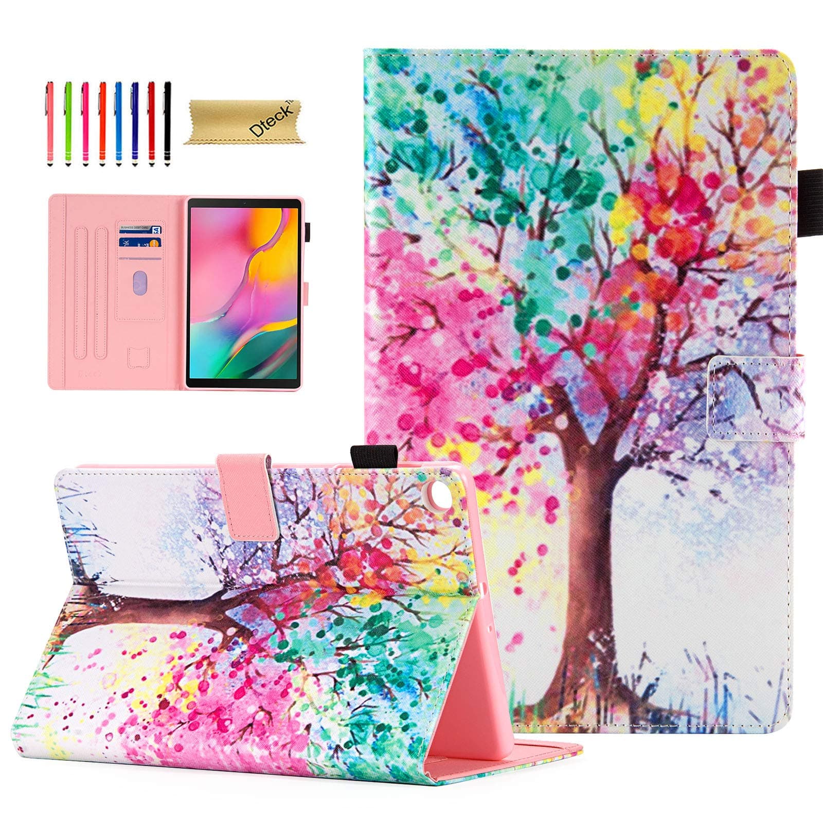 Cover for Samsung Galaxy Tab A 10.1 2019 SM-T510, Dteck Slim Fit Multi-Angle Folio Leather Stand Smart Shell Protective Case for Samsung Galaxy Tab A 10.1 Tablet 2019, Colorful Tree