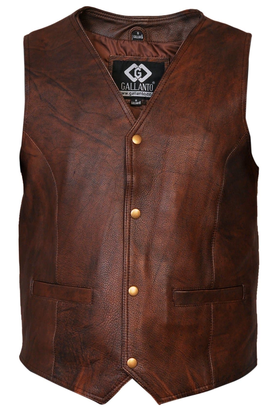 Vintage Brown Classic Mens Motorcycle Leather Waistcoat Vest Biker Leather Waistcoat - Leather Vest Men
