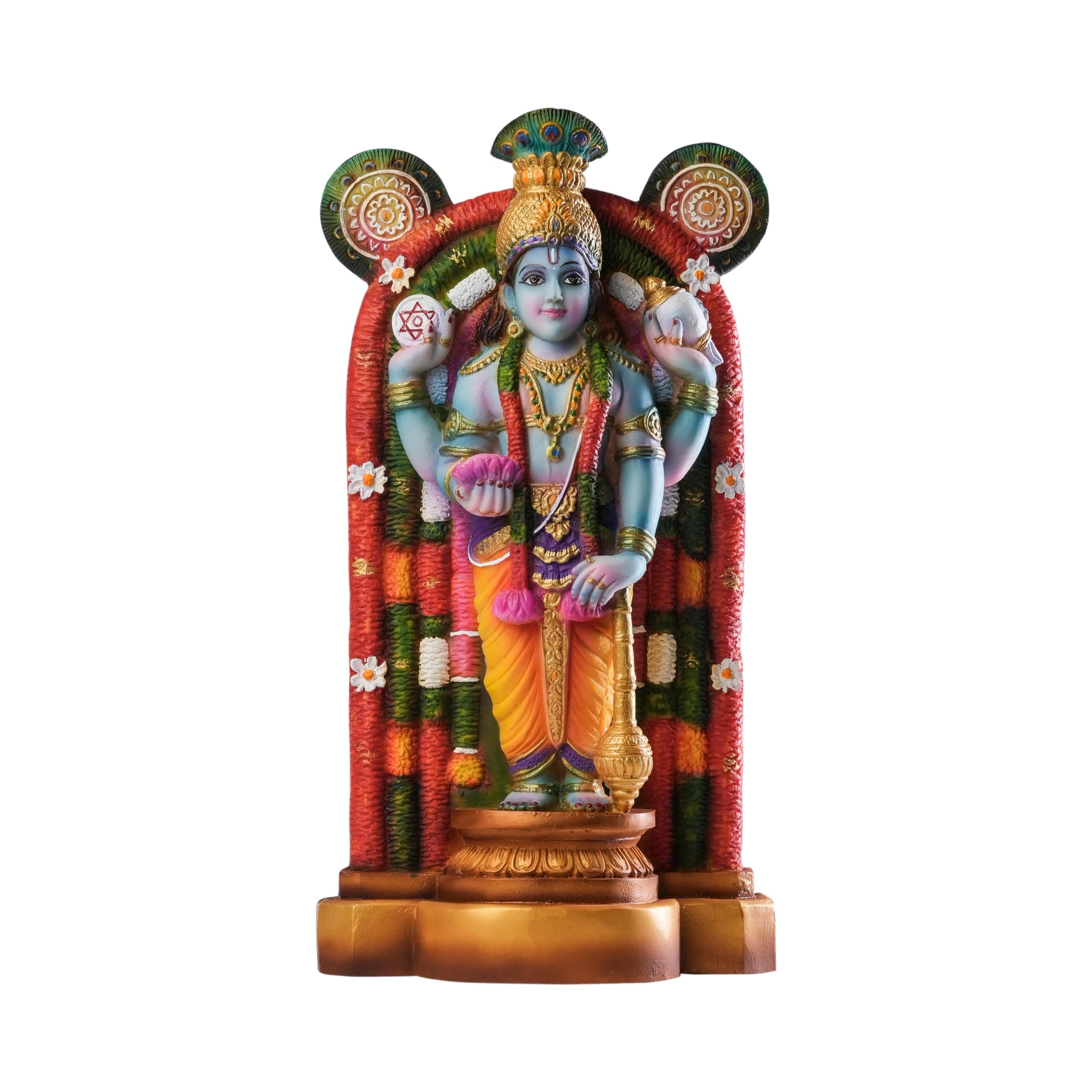Guruvayurappan Idol Kanhaji Showpiece Guruvayoor Krishna Statue Decorative Figurine for Home Decor Craft Gifts for House Warming for Living Room, Multicolour, 18 X 8 X 32 CM, Resin, Religious