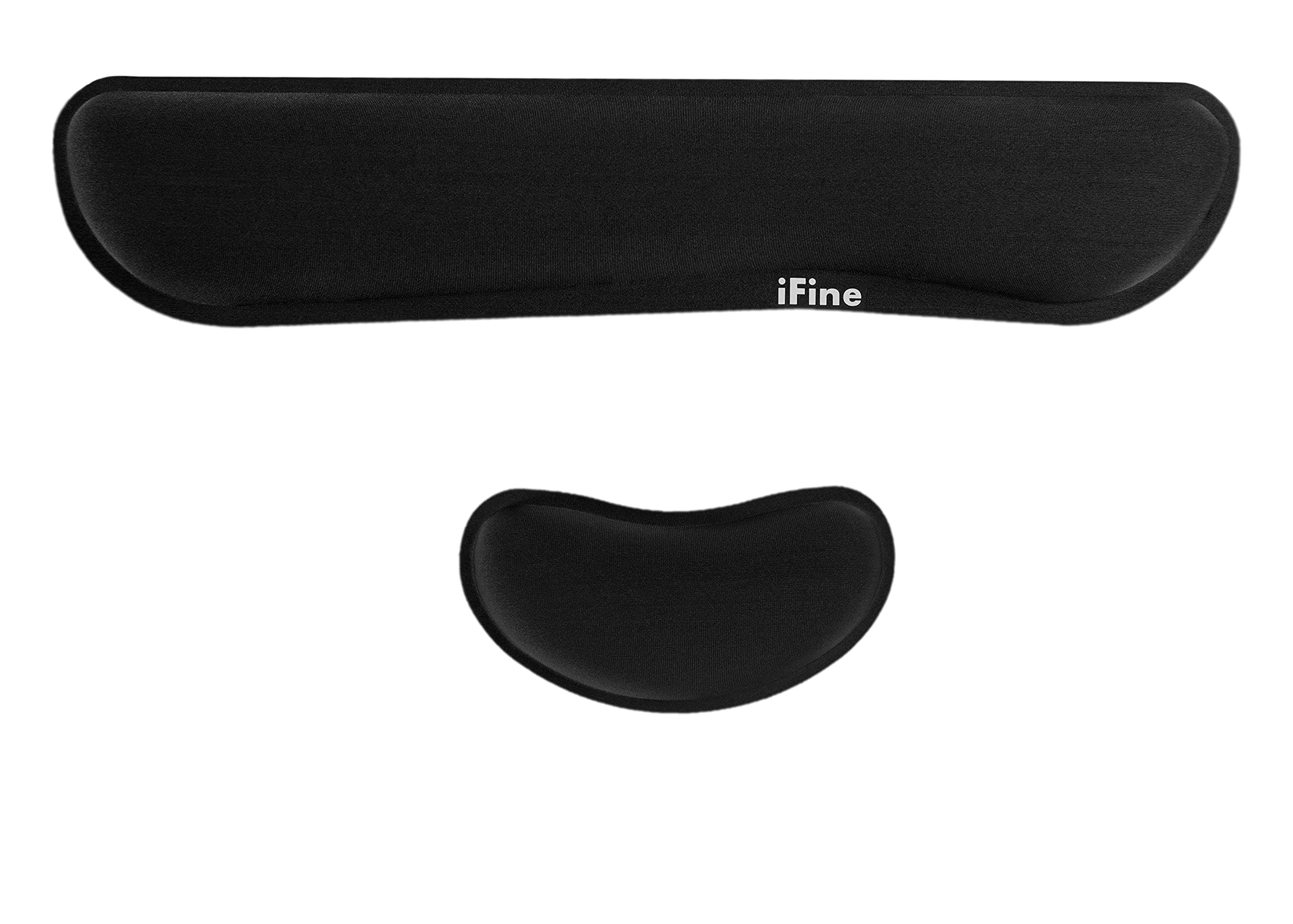 iFine Upgrade Enlarged Memory Foam Set Keyboard Ergonomic Mouse Wrist Rest Pad and Cushion Support for Computer and Gaming Stress-free Typing - (Black)
