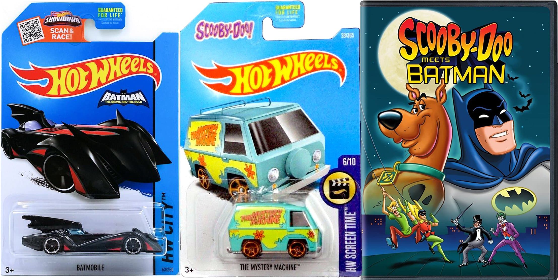 Scooby-Doo Meets Batman DVD & Mystery Machine Hot wheels Team Up + Batmobile Dynamic Duo Mystery Friends Inc. Cartoon Movie Bundle