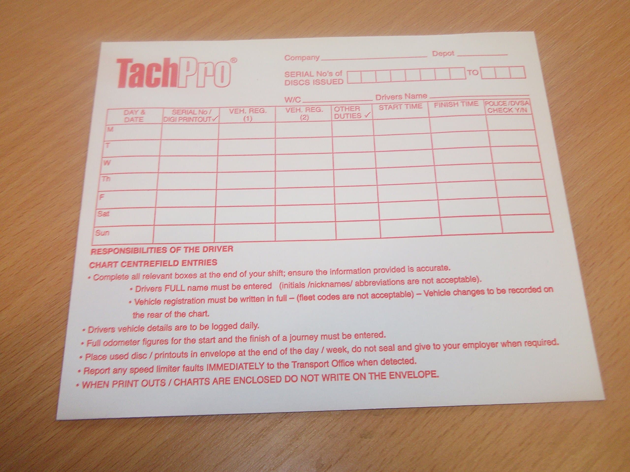 Innovo 50 x Tacho Tachograph Envelopes Weekly Week Storage Envelopes Daily Disc