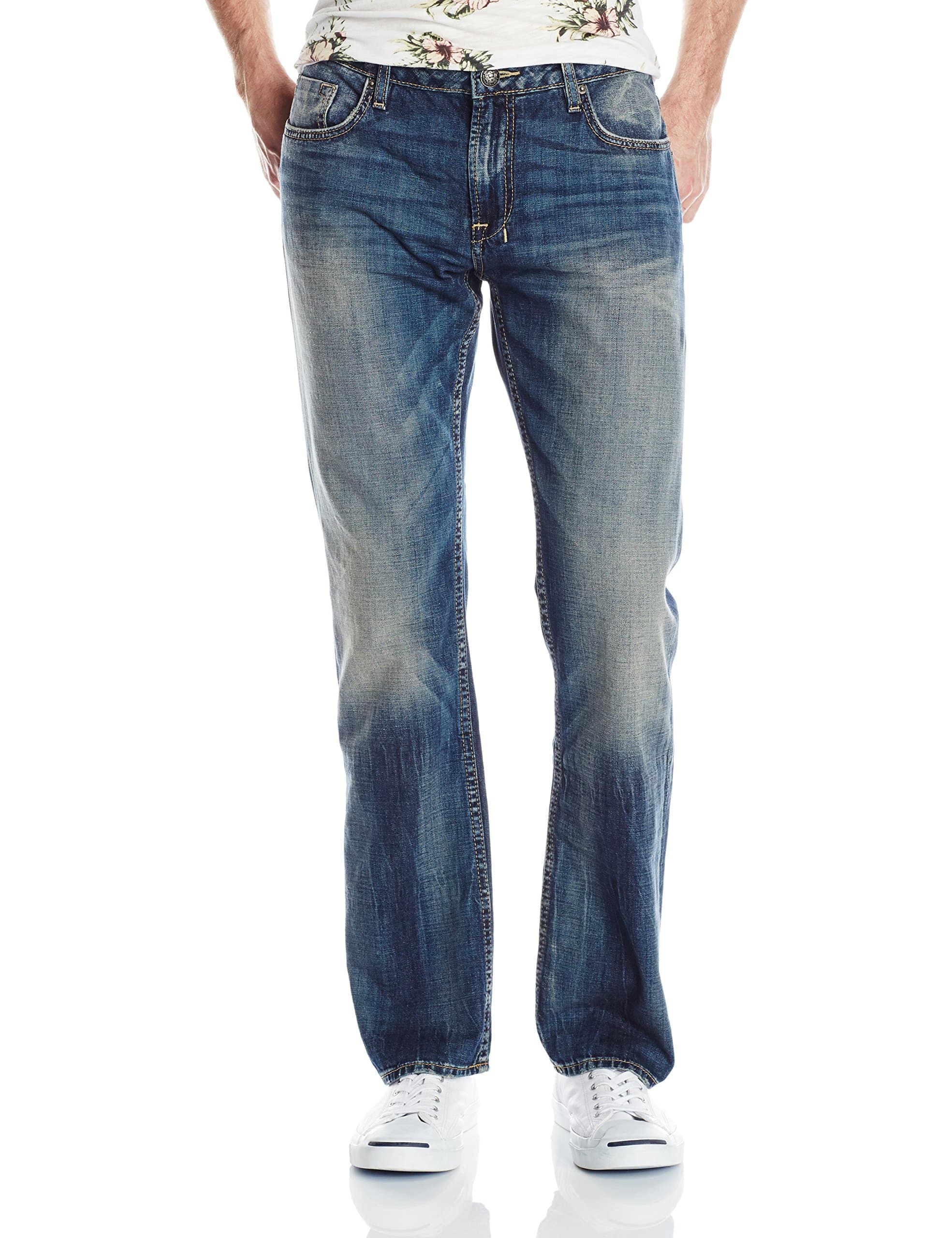 Buffalo David Bitton Men's Six Slim Straight Leg Jean In Vintage and Worn, Vintage/Worn, 30x32