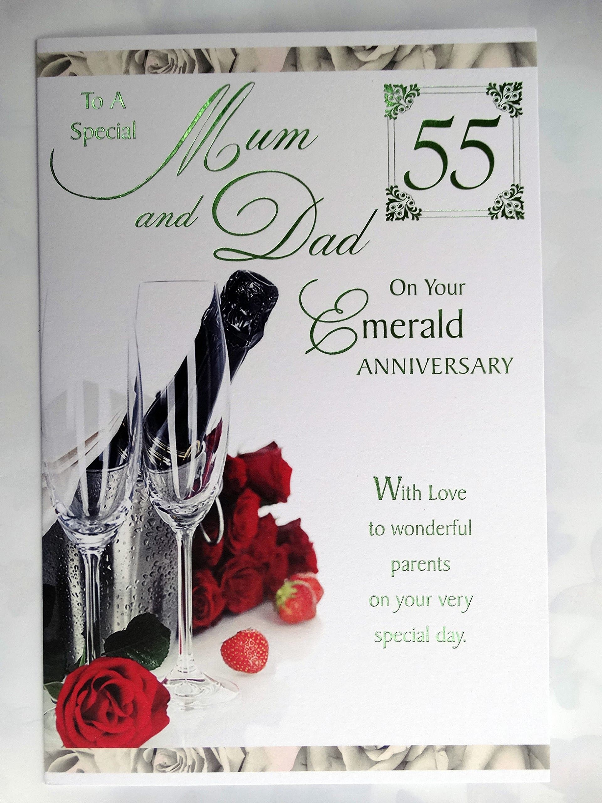 to A Special Mum & Dad On Your 55th Emerald Anniversary Glasses Design Greeting Card