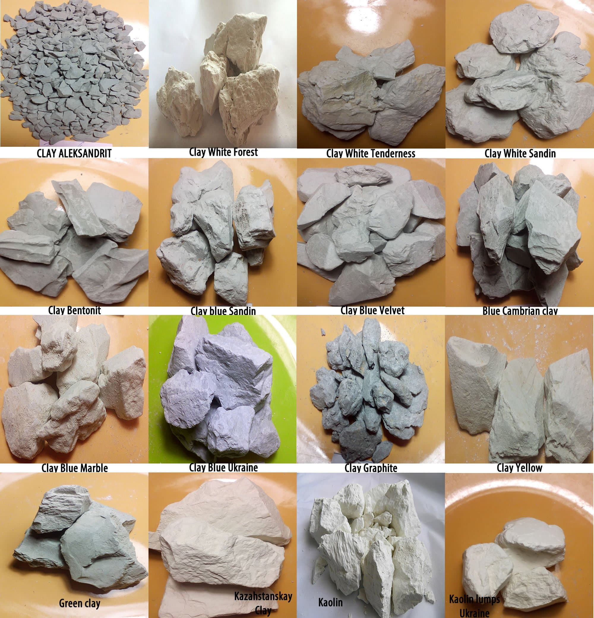 The Edible Clay + Edible Chalk. 4 Types of Clay + 4 Types of Chalk.