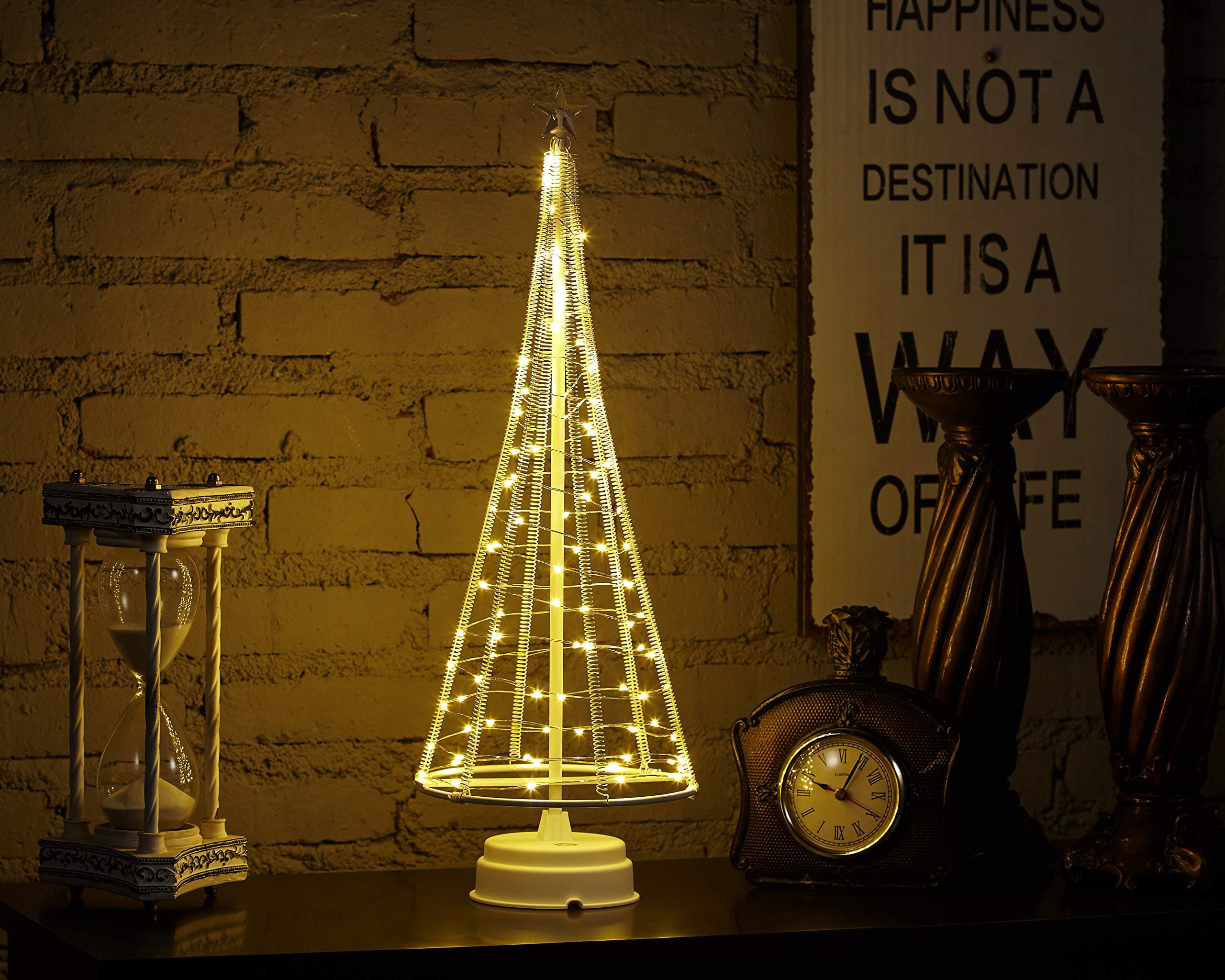 HONESTY Mini USB Christmas Tree Nice Decorations for Your Rooms,Inside White L