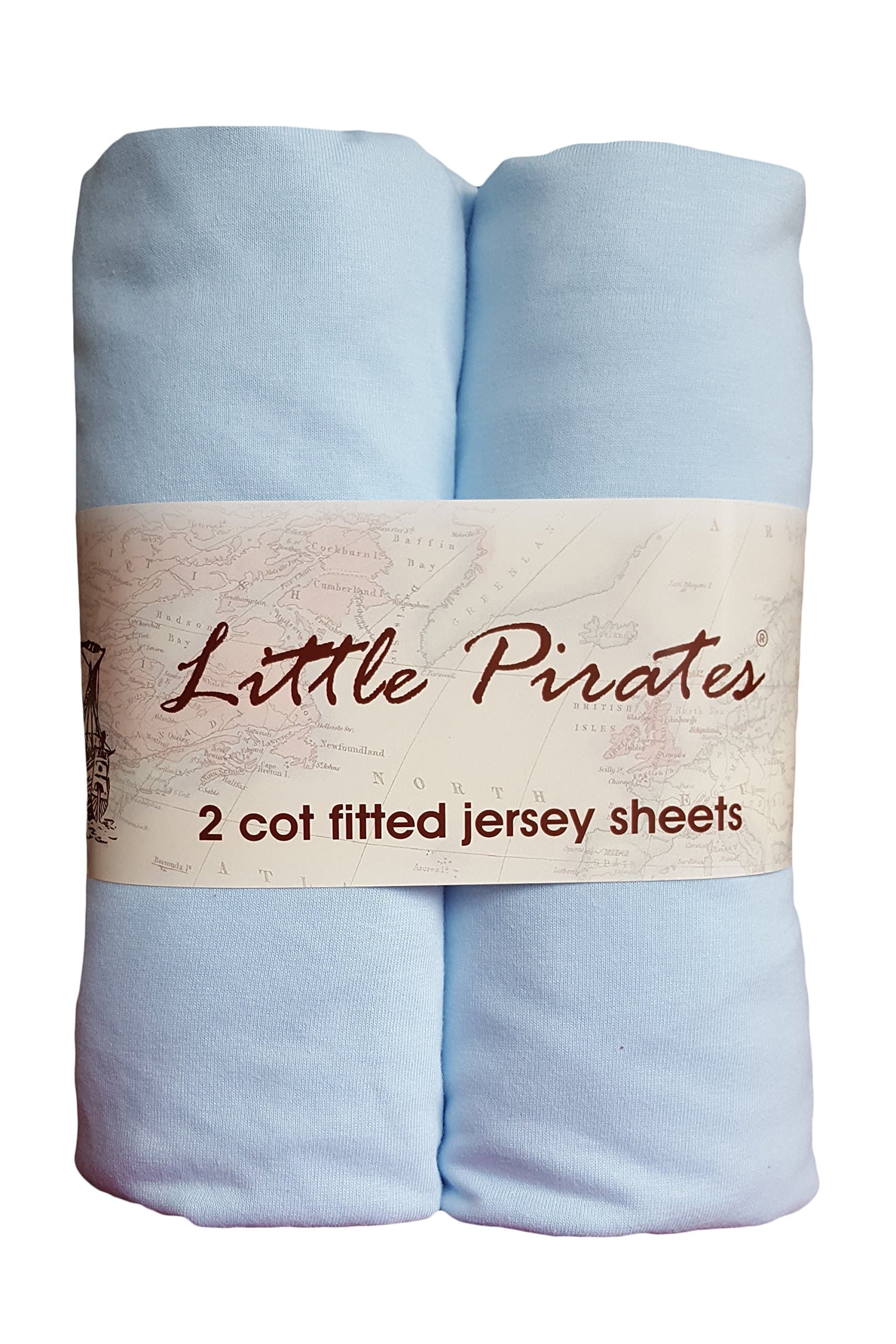 2 x Baby Cot Fitted Sheet 60x120 100% Jersey Cotton - Blue