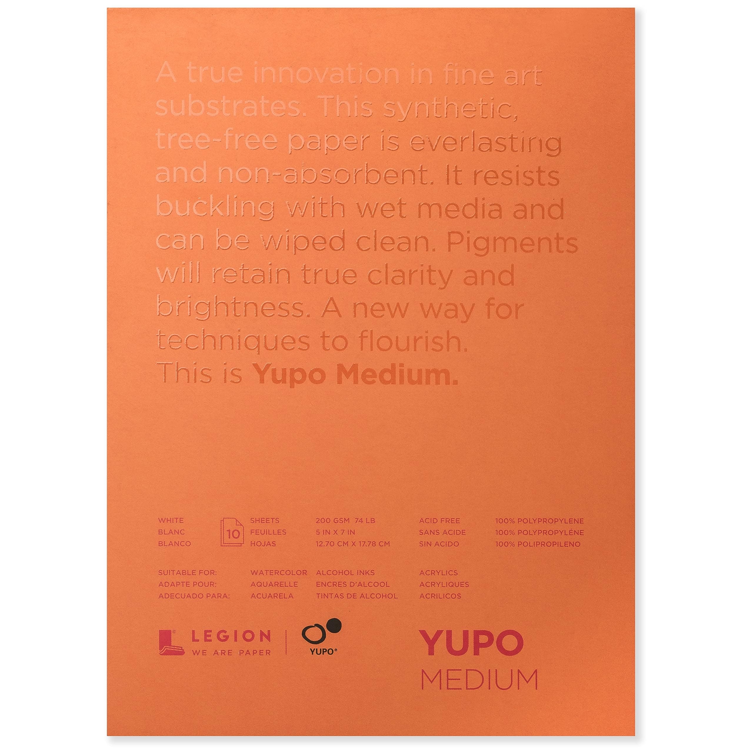 Yupo Synthetic Paper Pad - 5" x 7", Bright White, 10 Sheets
