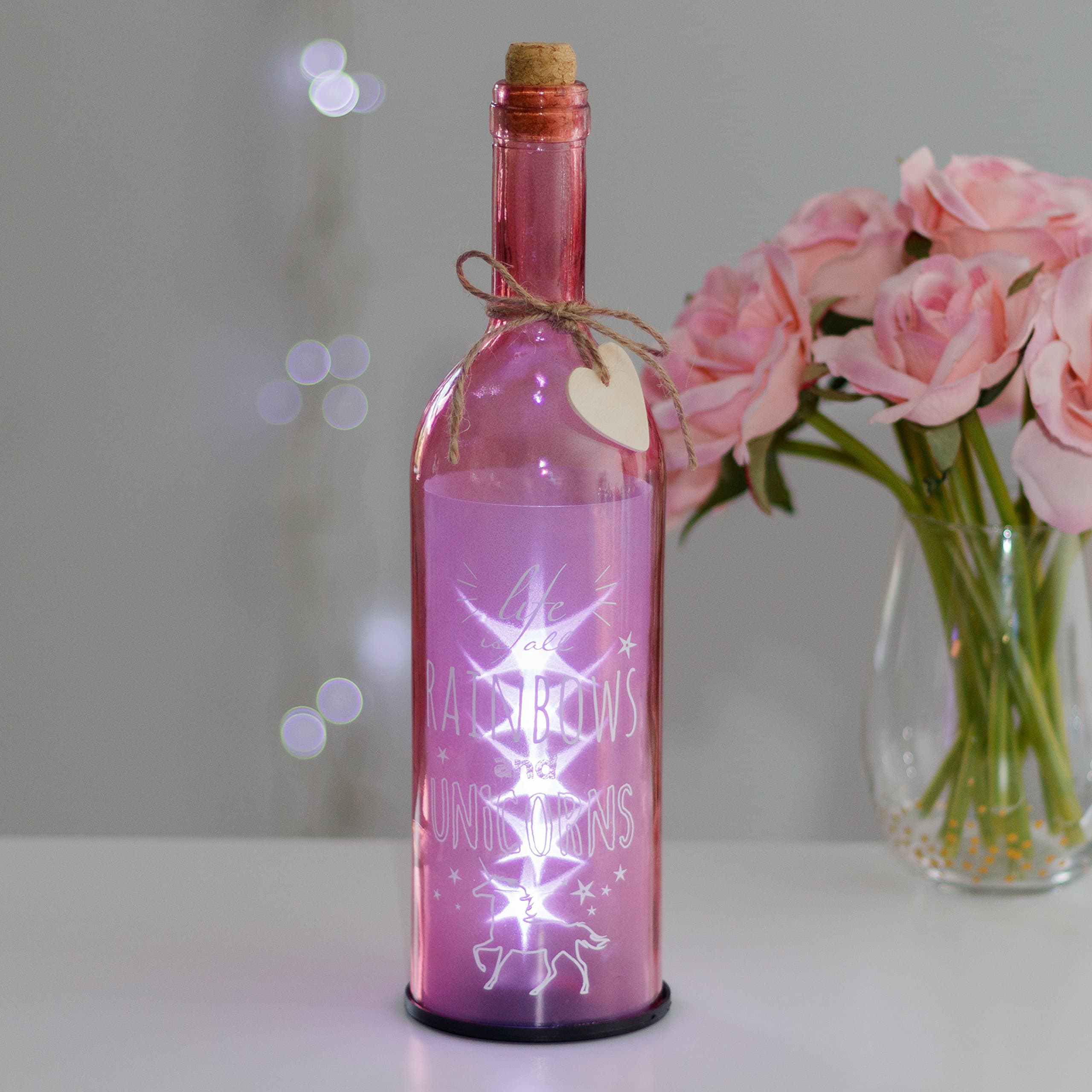 Life is all Rainbows and Unicorns Pink LED Light Up Bottle