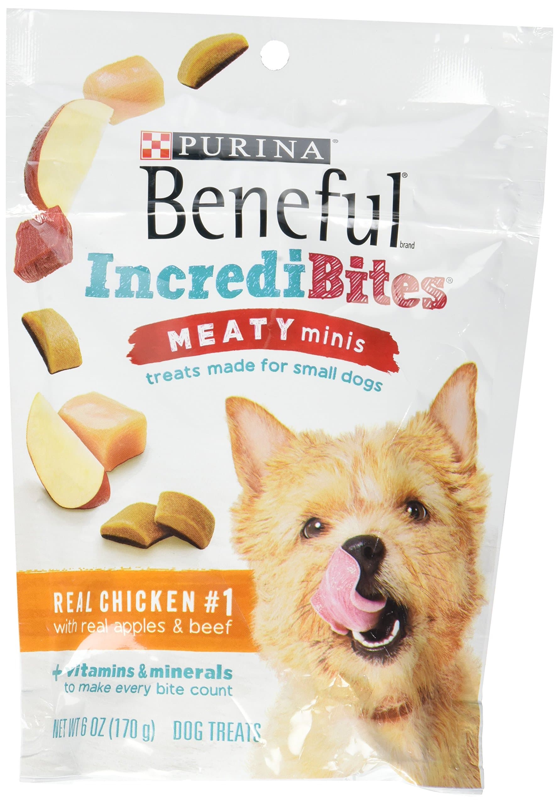 baycheers Purina Beneful IncrediBites Meaty Minis Made for Small Dogs Real Chicken #1 with Real Apples & Beef (Net WT 6 OZ)