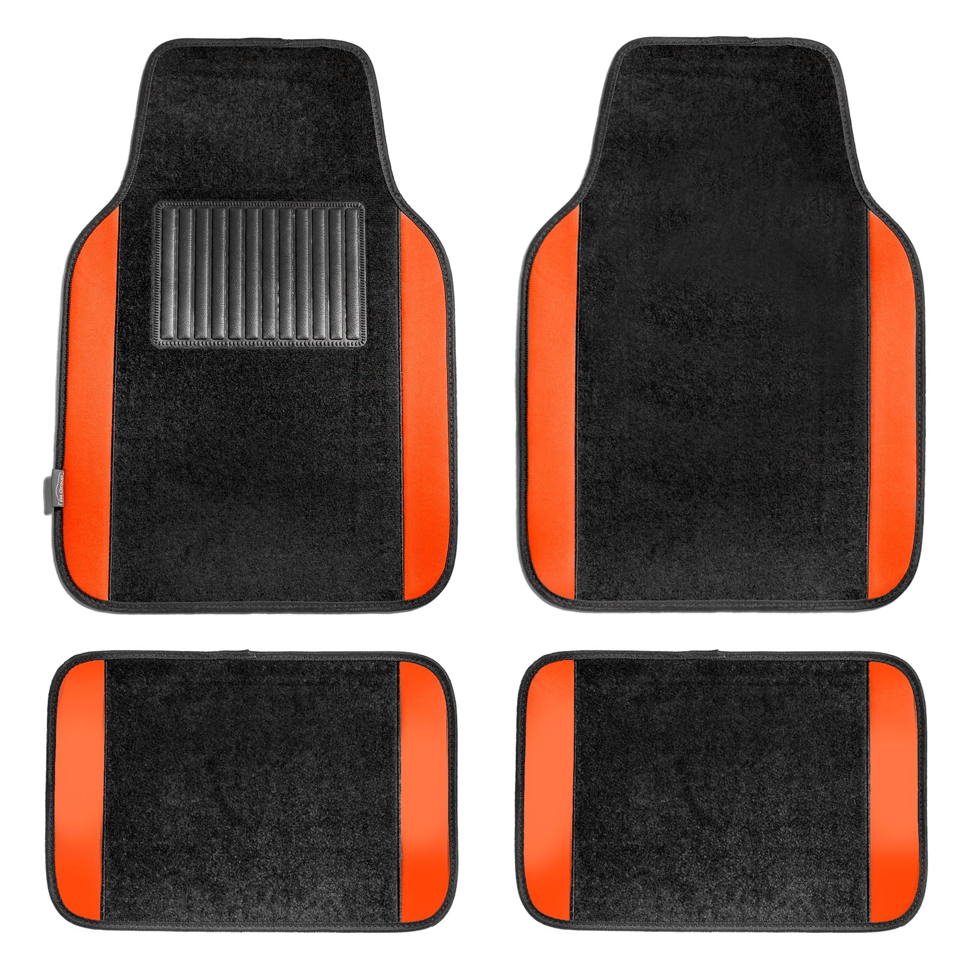 FH Group F14407ORANGE Universal Fit Premium Carpet Orange Automotive Floor Mats fits most Cars, SUVs, and Trucks with Driver Heel Pad, Full Set