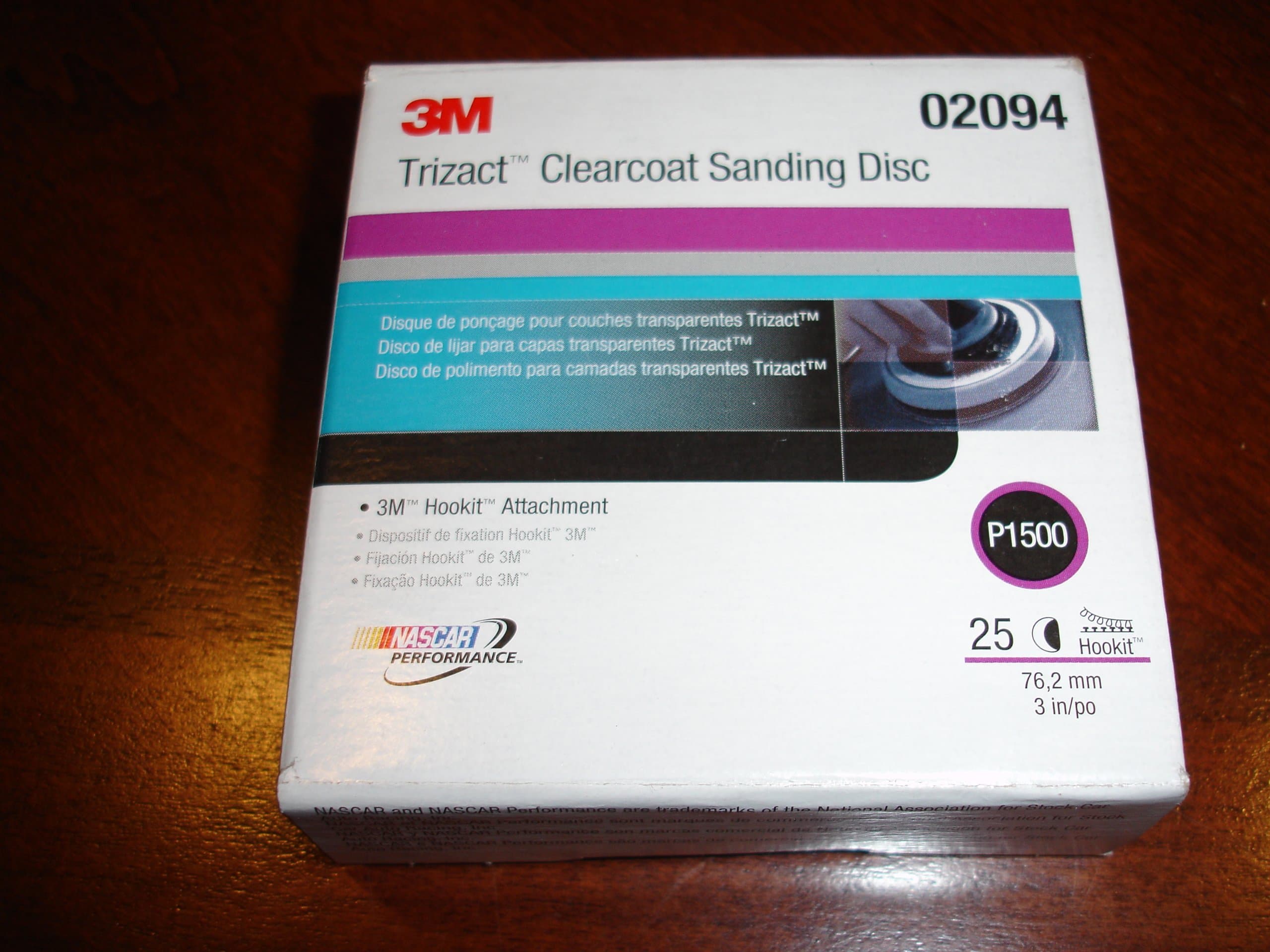 Trizact Hookit Clear Coat Sanding Abrasive Disc 471LA, 02094, 3 in, P1500, 25 Discs per Carton