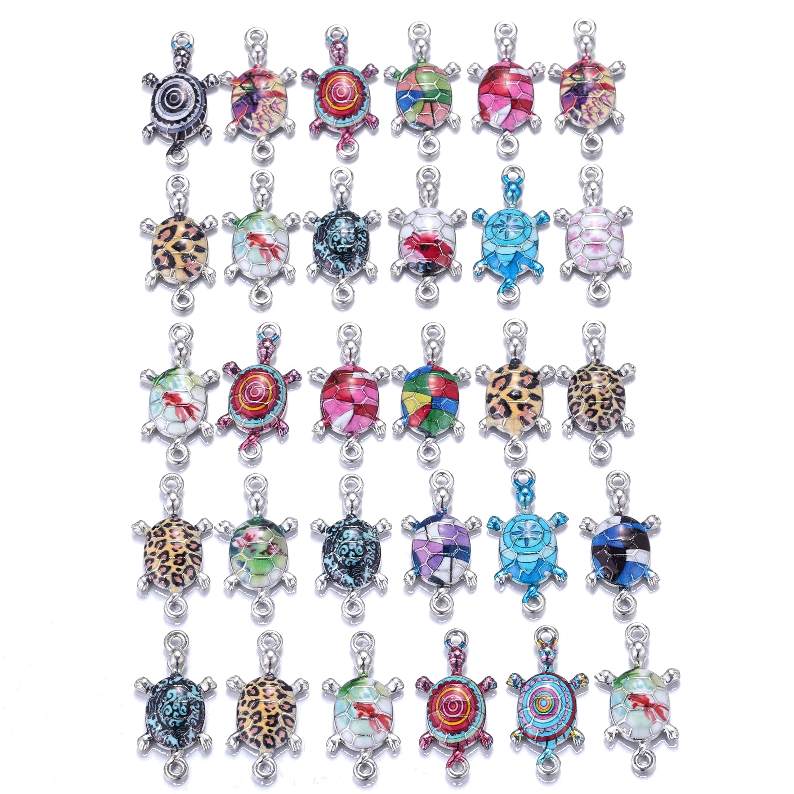 30 Pcs Mixed Color Cute Sea turtles Charms Jewelry Enamel Pendant Decoration DIY Handmade Making Necklace Bracelet Earring Keychain Accessories 27 * 14mm