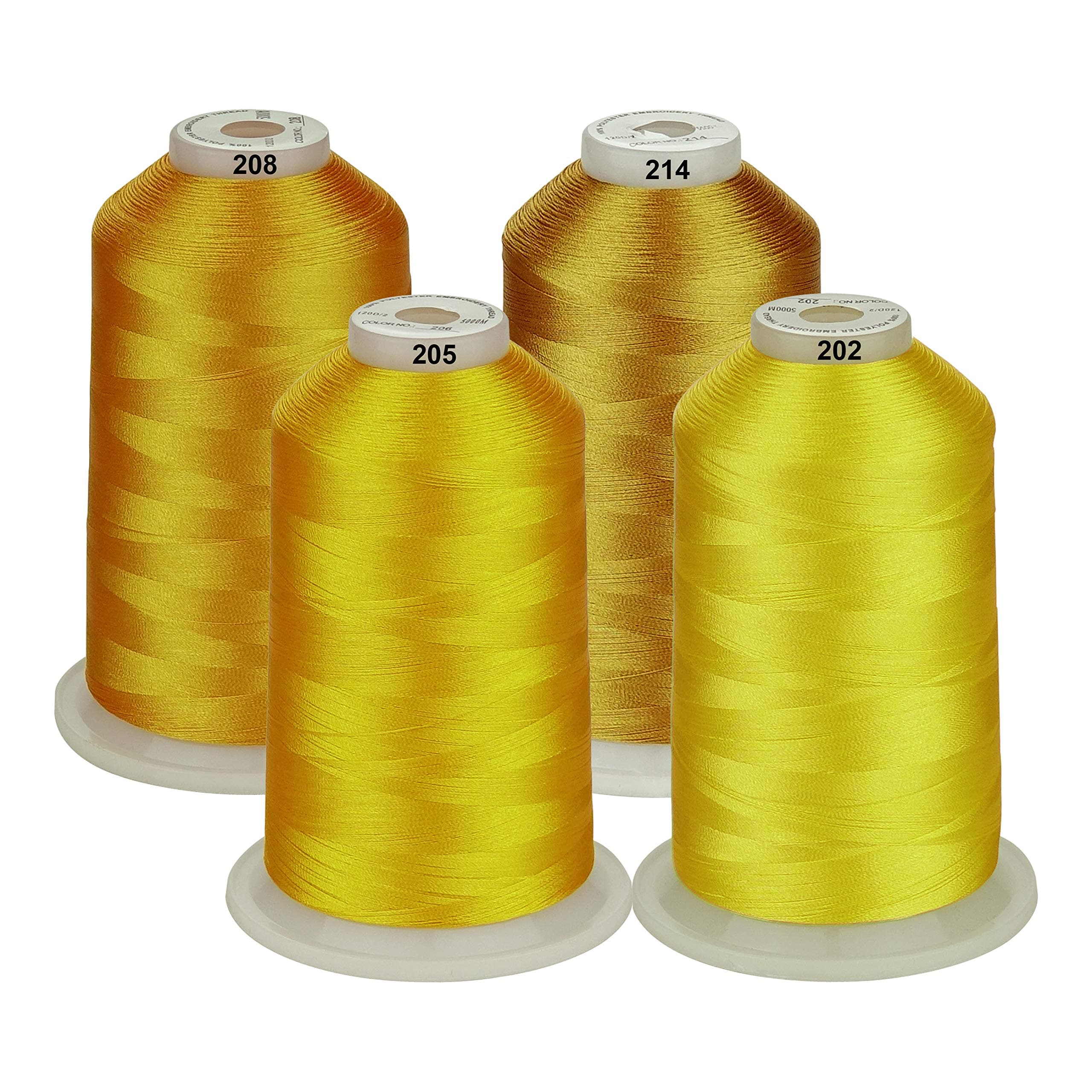 Simthread 42 Options Various Assorted Color Packs of Polyester Embroidery Machine Thread Huge Spool 5000M for All Embroidery Machines (Yellow Series)