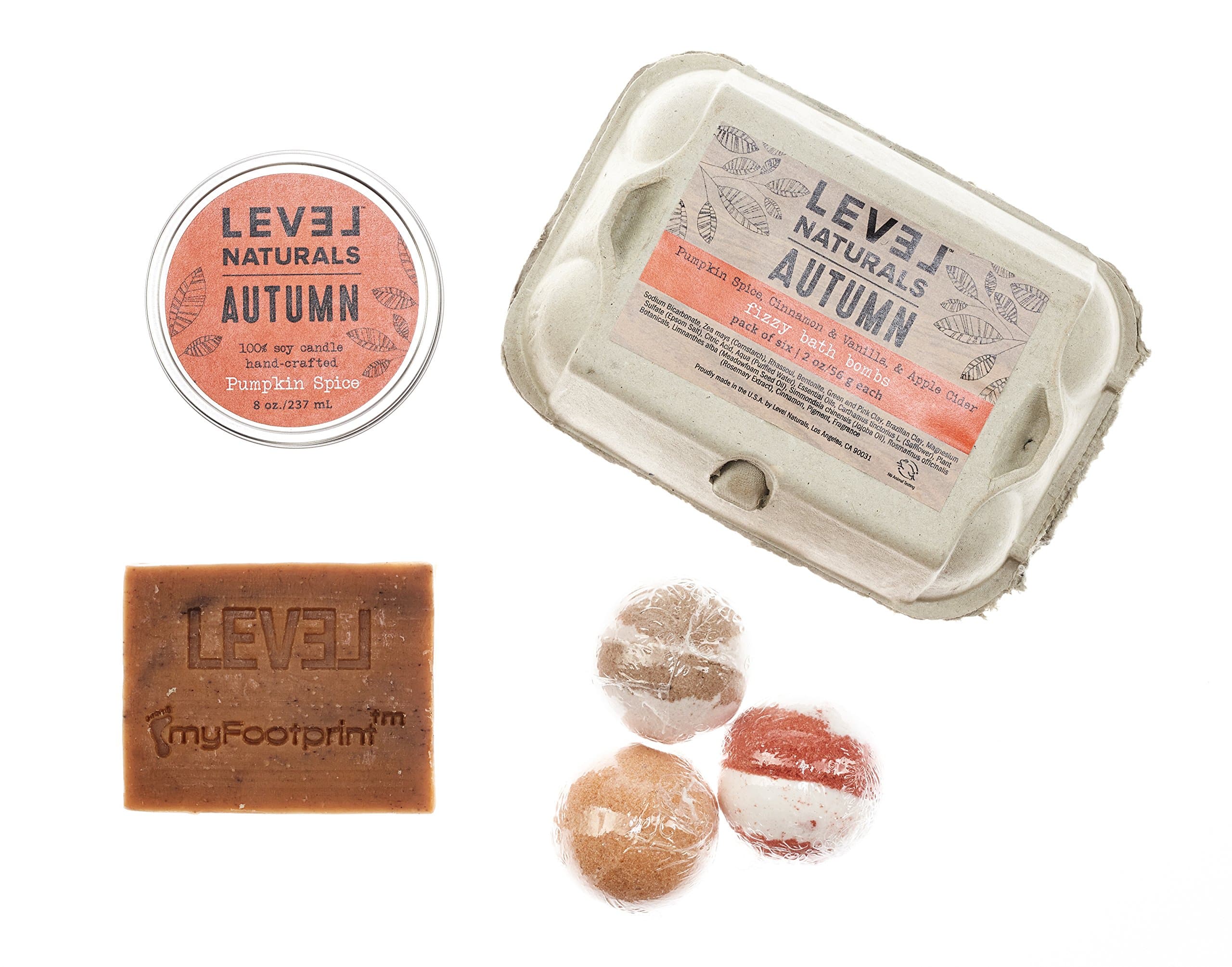 LIMITED EDITION: Level Naturals Autumn Bath Bomb, Candle + Soap Gift Set (MYFOOTPRINT.IS EXCLUSIVE)