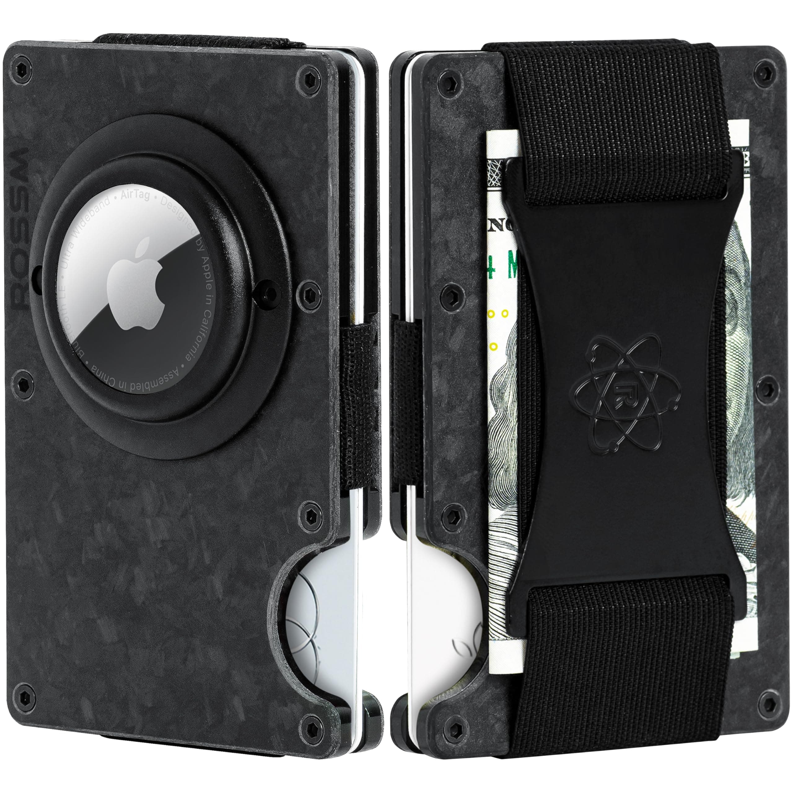 ROSSMAirtag Wallet - Slim Wallet with Airtag Holder - Thin Carbon Fiber and Metal Wallet - RFID Blocking and Theft Protection in Your Front Pocket