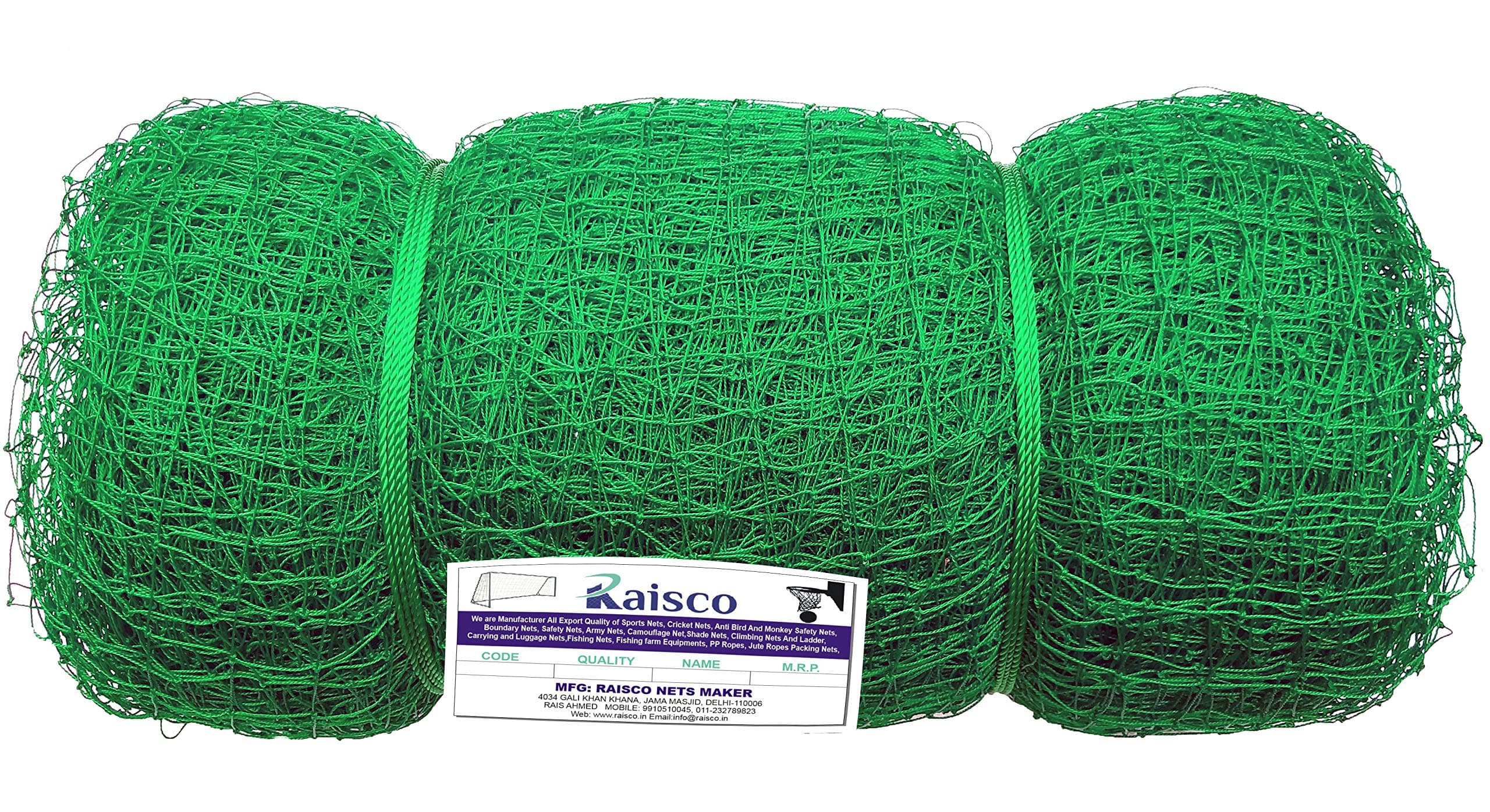 RAISCO Cricket Net with Roof Covered 50X12X15 Foot (Green)