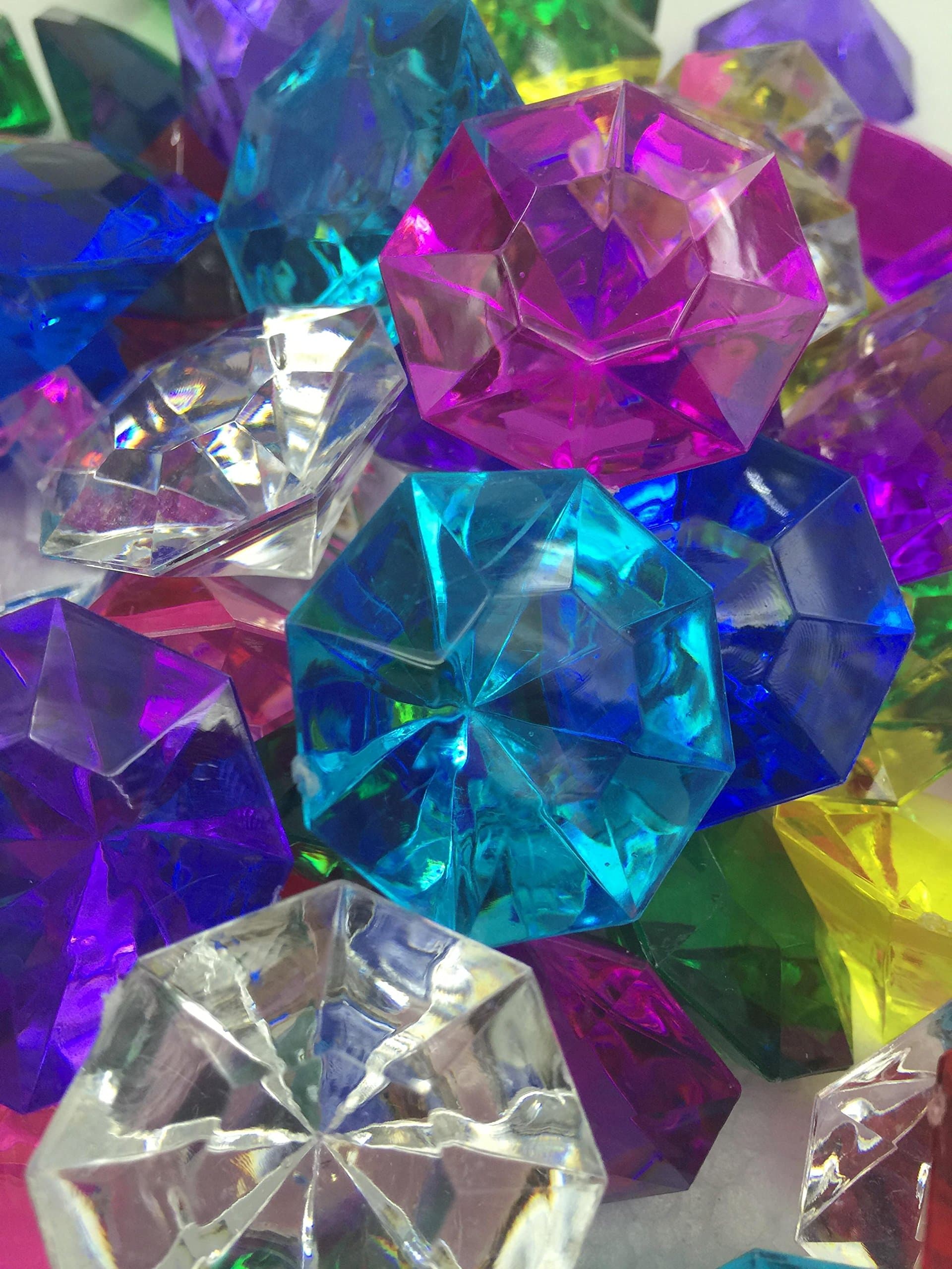 - 72 Assorted Color Acrylic Large Diamond Gems (32mm x 24mm) by Sunrise Crystal