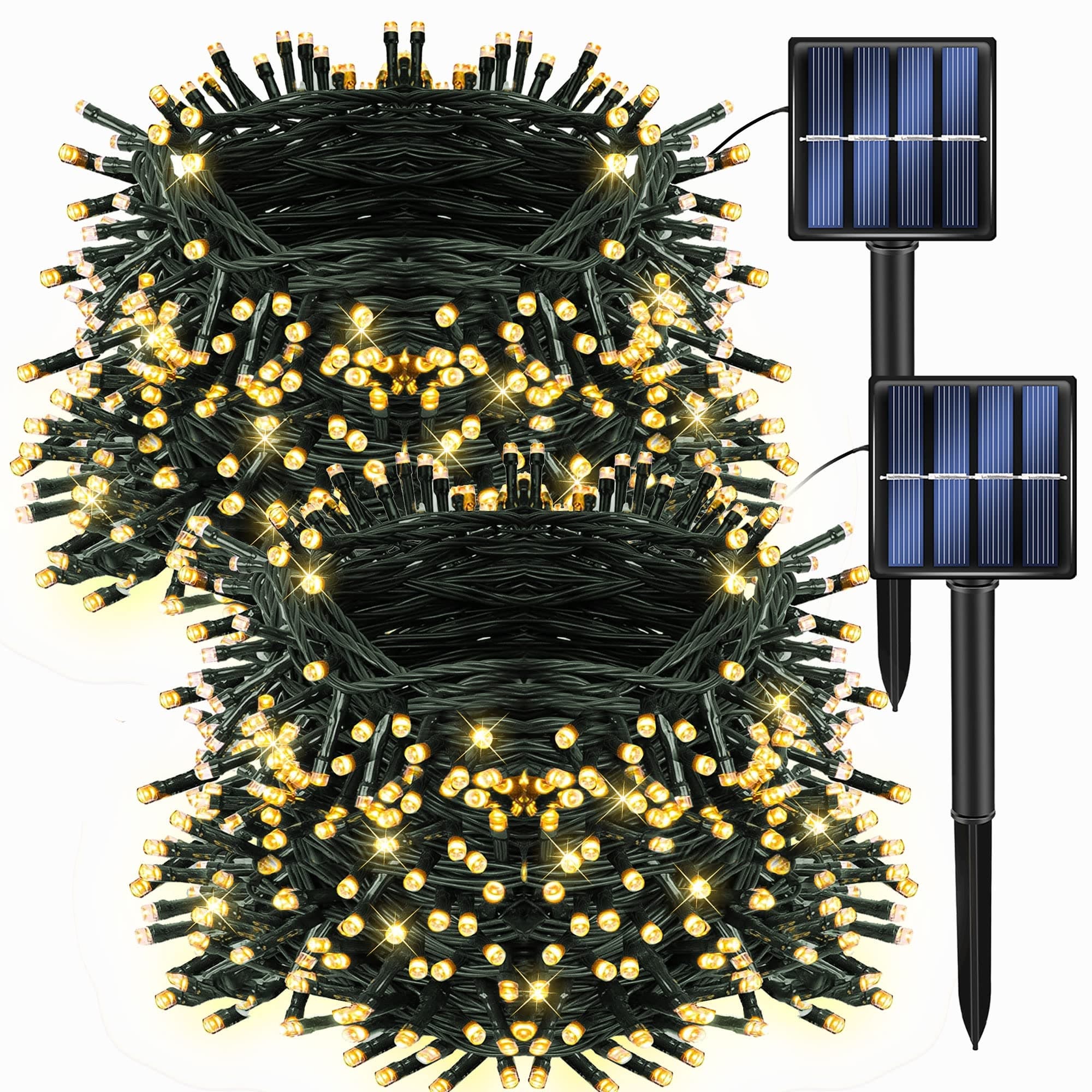 2 Pack 200 LED Solar Fairy String Lights
