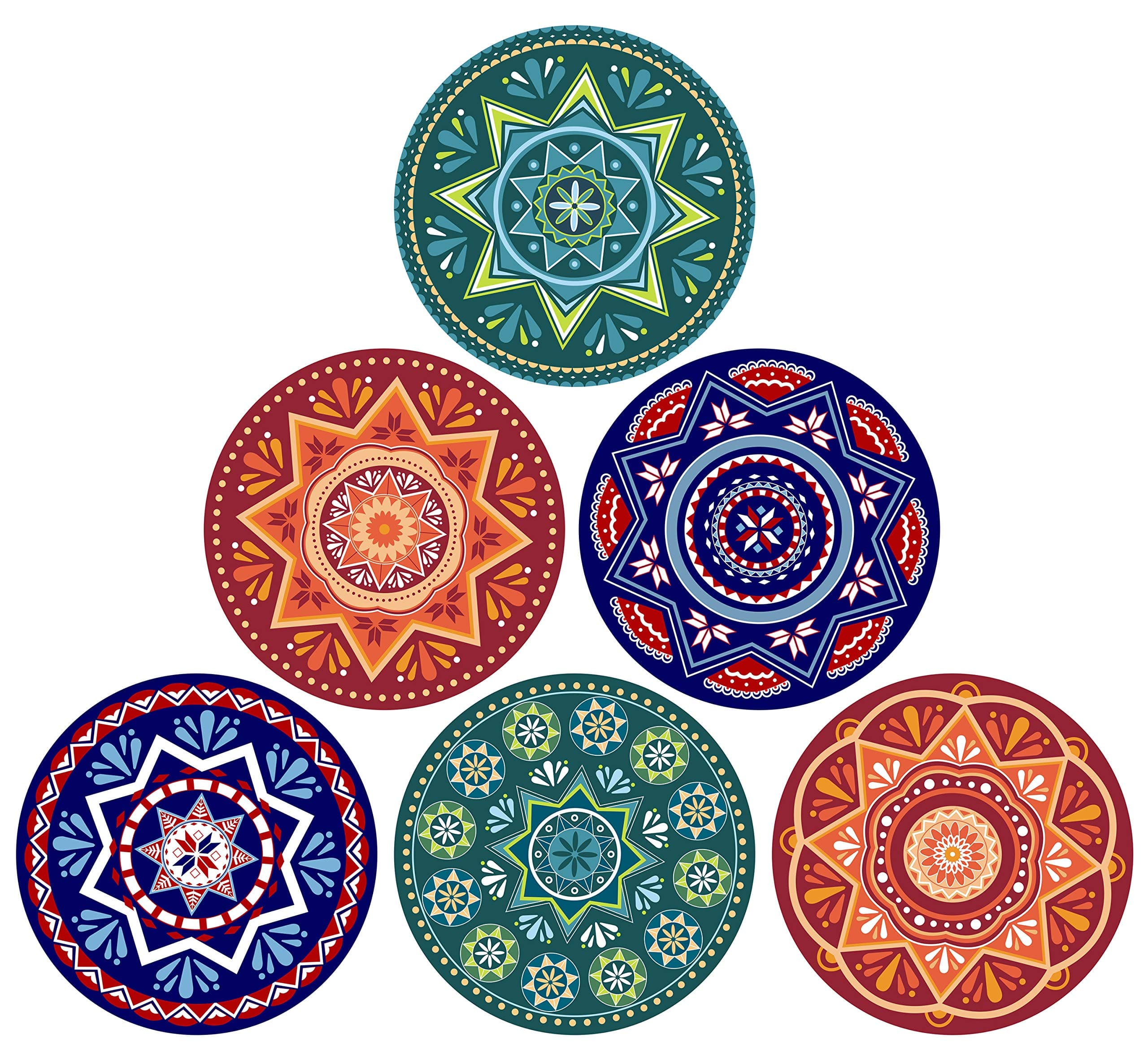 Lifver (Set of 6) Premium Design Ceramic Coasters with Cork Absorbent Stone, Coffee Drink Cup Mat, 4inch