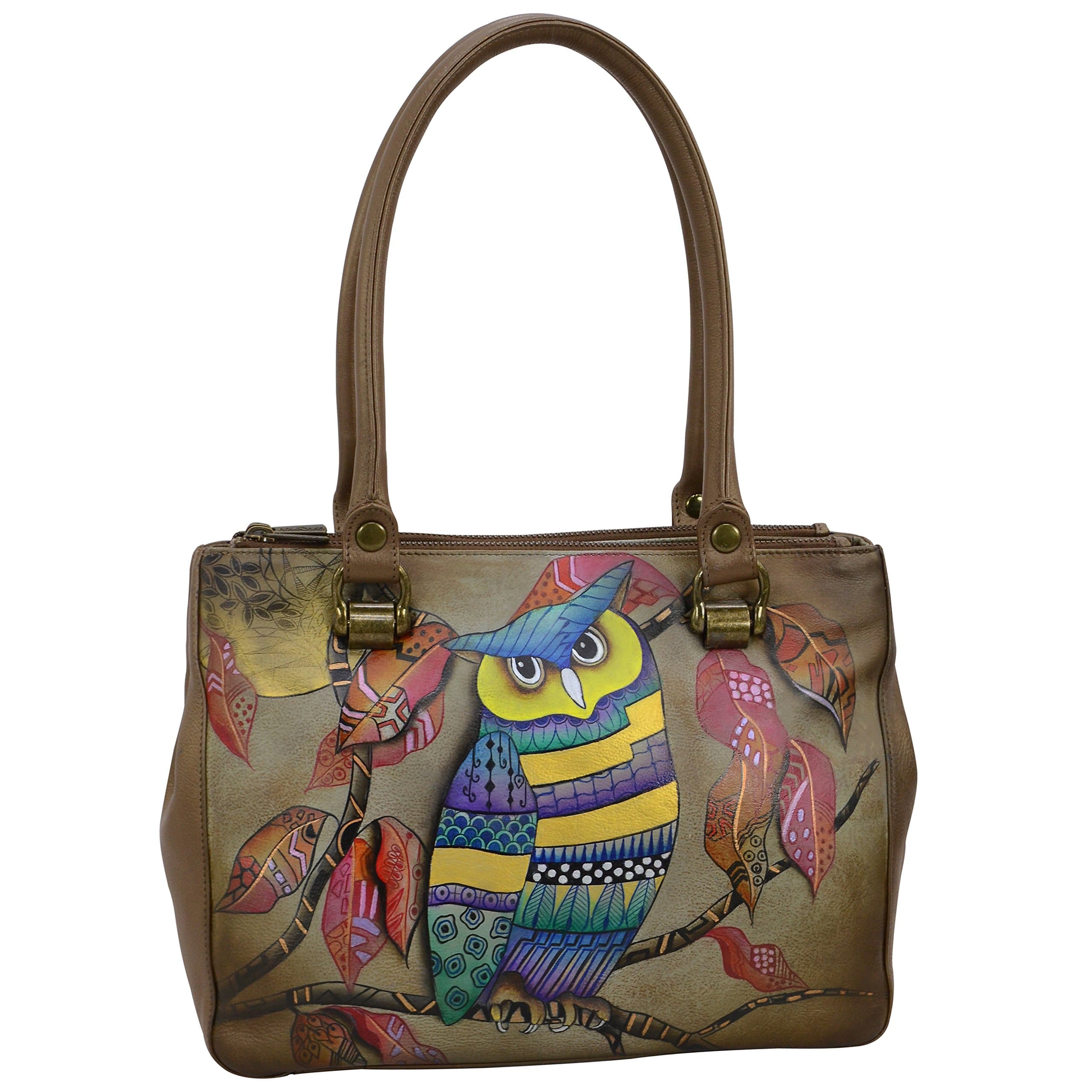 Anna by Anuschka Women's Anuschka Hand Painted Leather Women's Triple Compartment Medium Tote Anuschka Hand Painted Leather Women's Triple Compartment Medium Tote