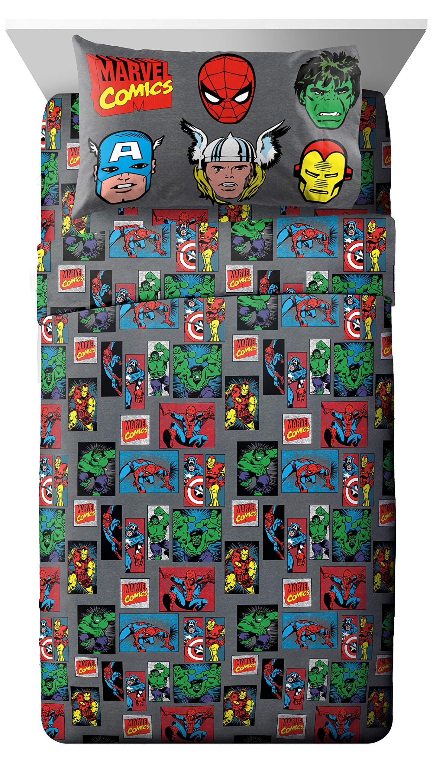 Jay Franco Marvel Avengers Superheroes Full Sheet Set - 4 Piece Set Super Soft and Cozy Kid’s Bedding Features Iron Man - Fade Resistant Polyester Microfiber Sheets (Official Marvel Product)