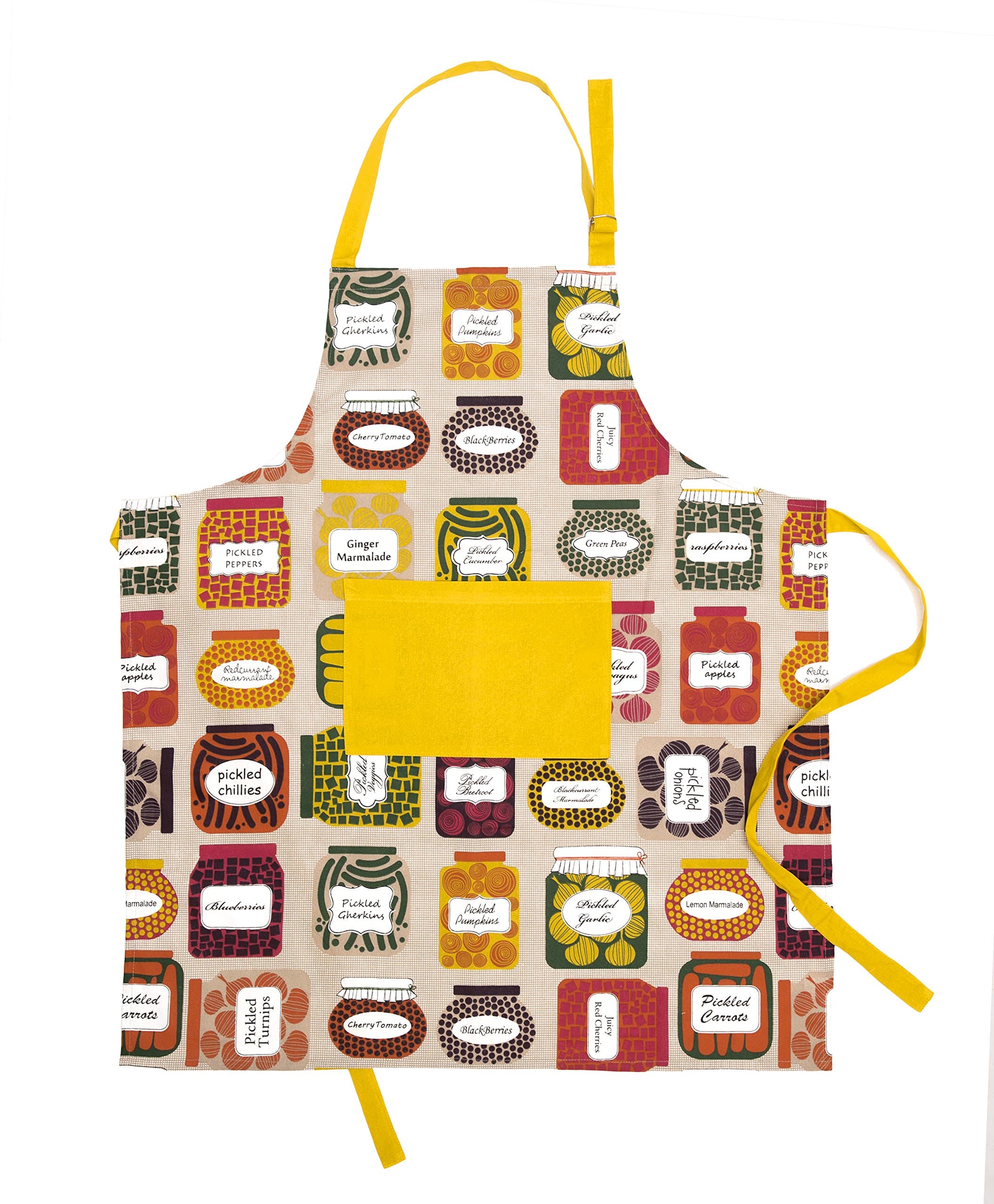 THREAD SPREAD 100% Cotton Apron with an Adjustable Neck & Visible Centre Pocket, 27.50 - inch by 31.50 - inch Designed in France - Confiture Collection