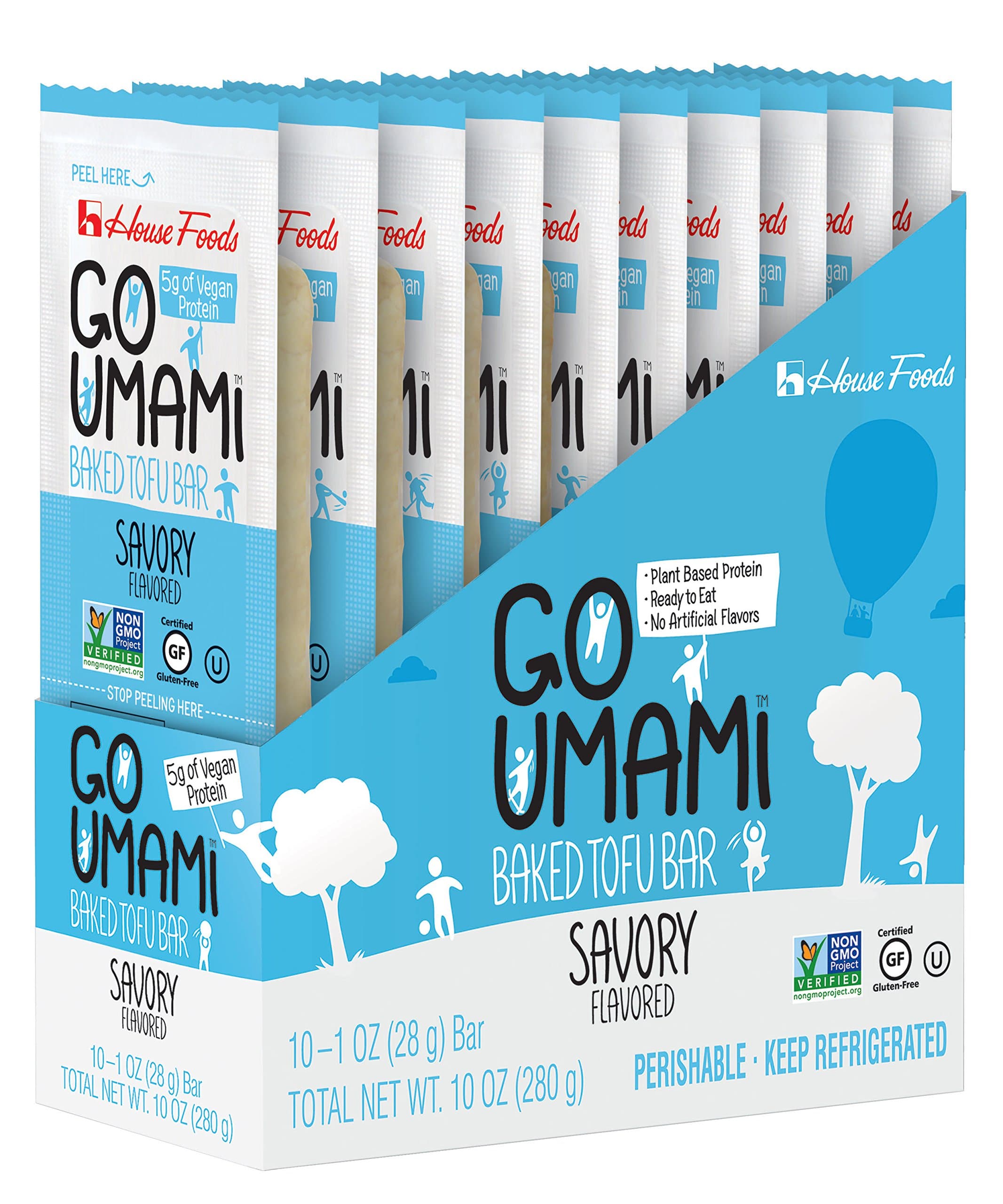 Go Umami, Baked Tofu Bar, Savory, 10 ct
