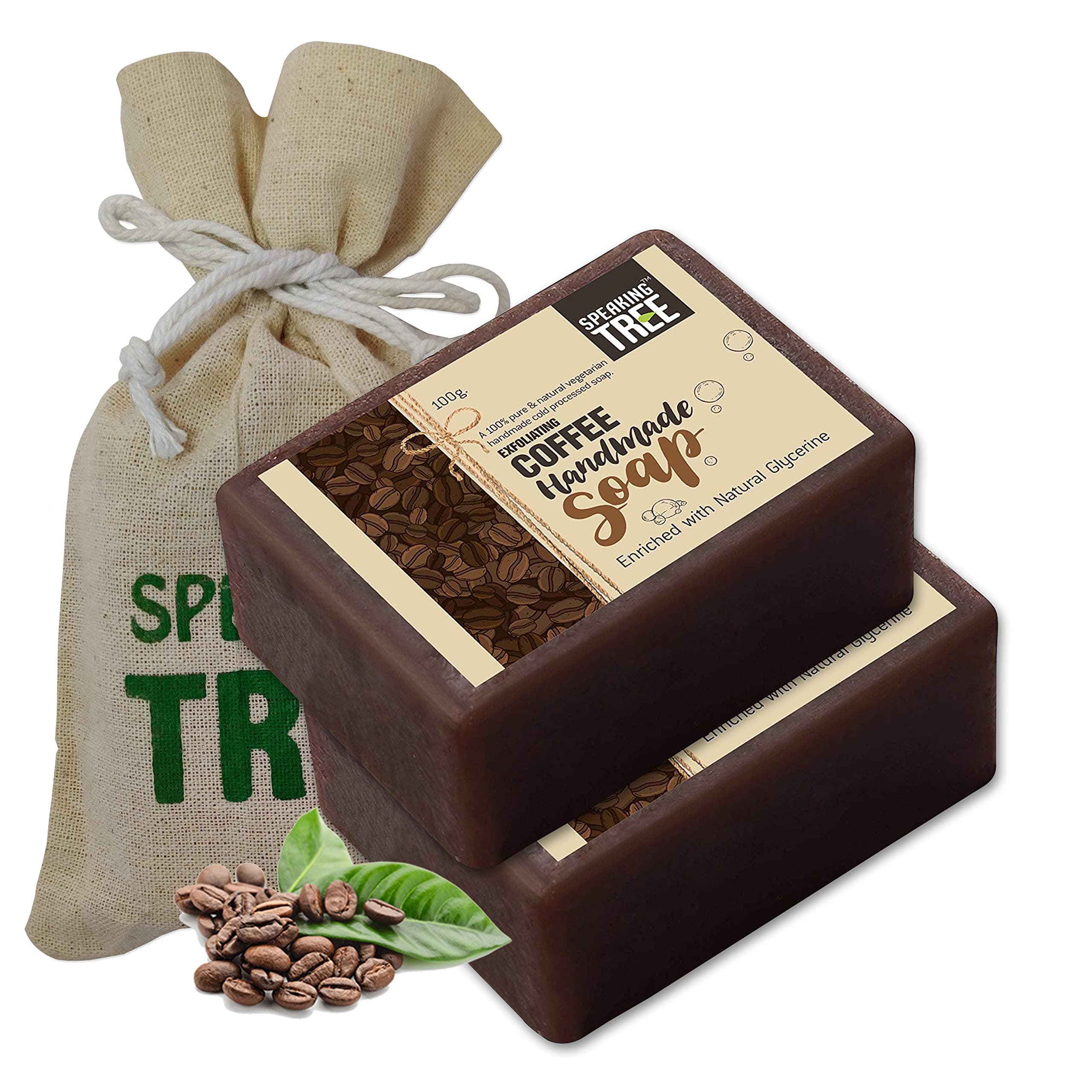 Speaking Tree Exfoliating Coffee Handmade Soap 100Gms (Pack Of 2) | Specially Formulated And Cold Processed All Natural Ingredients For Perfectly Clean Skin - Handmade With Love