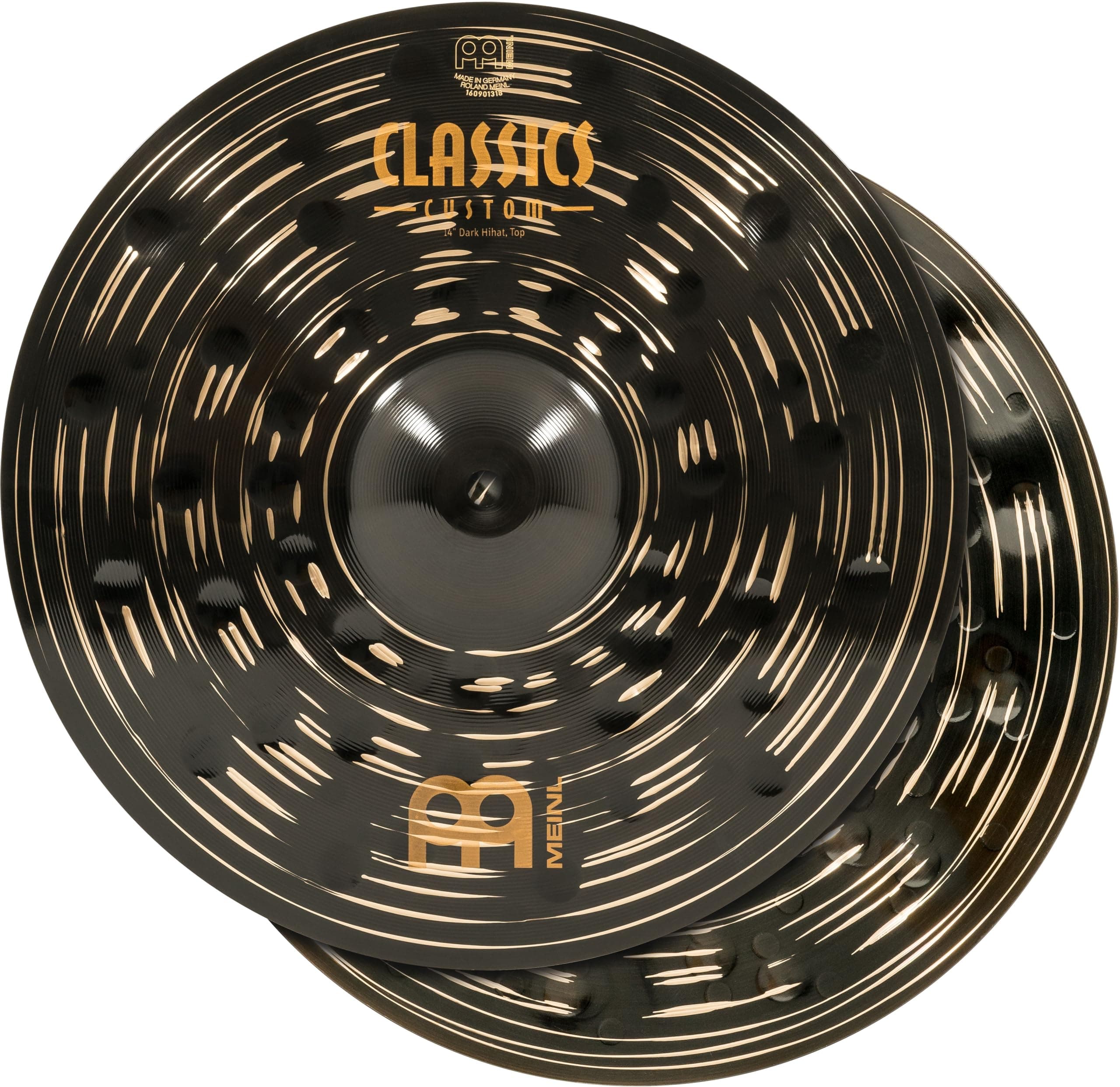 Classics Custom Dark Hihat Cymbal 14 inch (Video) for Drum Set (35,56cm) – Pair – B12 Bronze, Dark Finish, Made in Germany (CC14DAH)