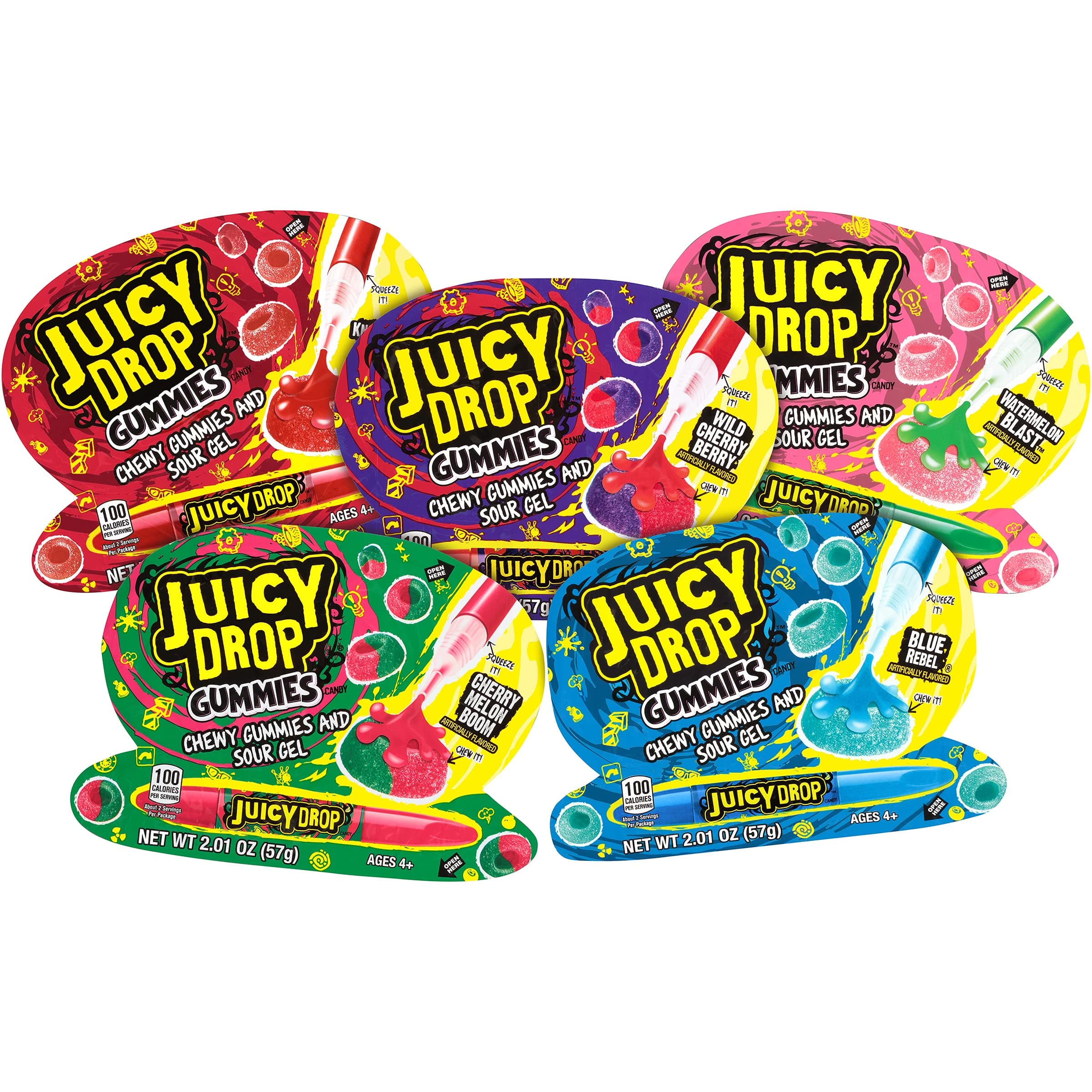 Juicy Drop Easter Sour Candy Gummies, 16Ct Sweet Chewy Candy w/Sour Gel in Assorted Fruity Flavors, Full Size, Fun Variety Pack For Easter Basket Stuffers, Egg Fillers, Gifts for Kids Parties