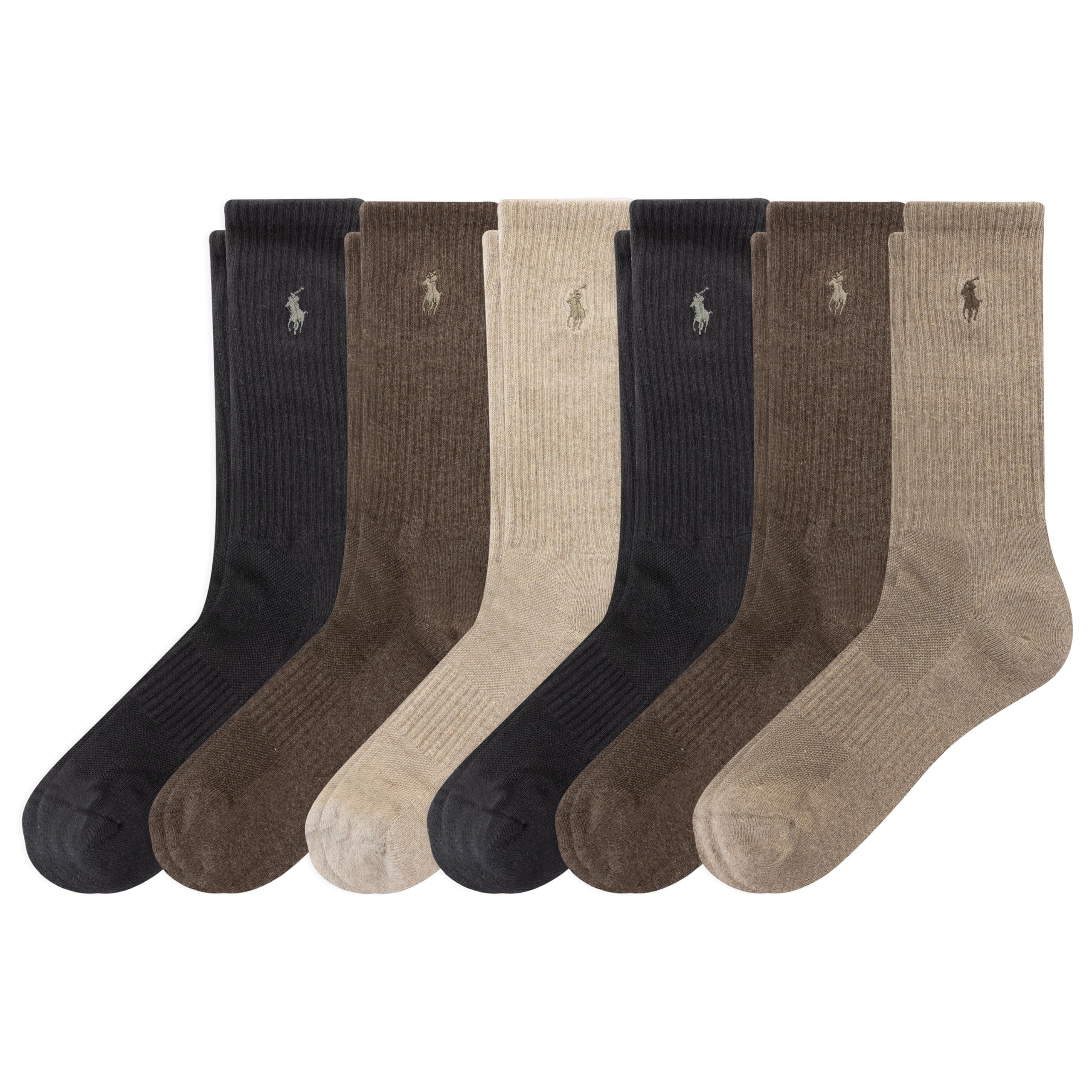 Men's Athletic Performance Cotton Crew Socks-6 Pair Pack-Breathable Mesh & Sport Moisture Wicking