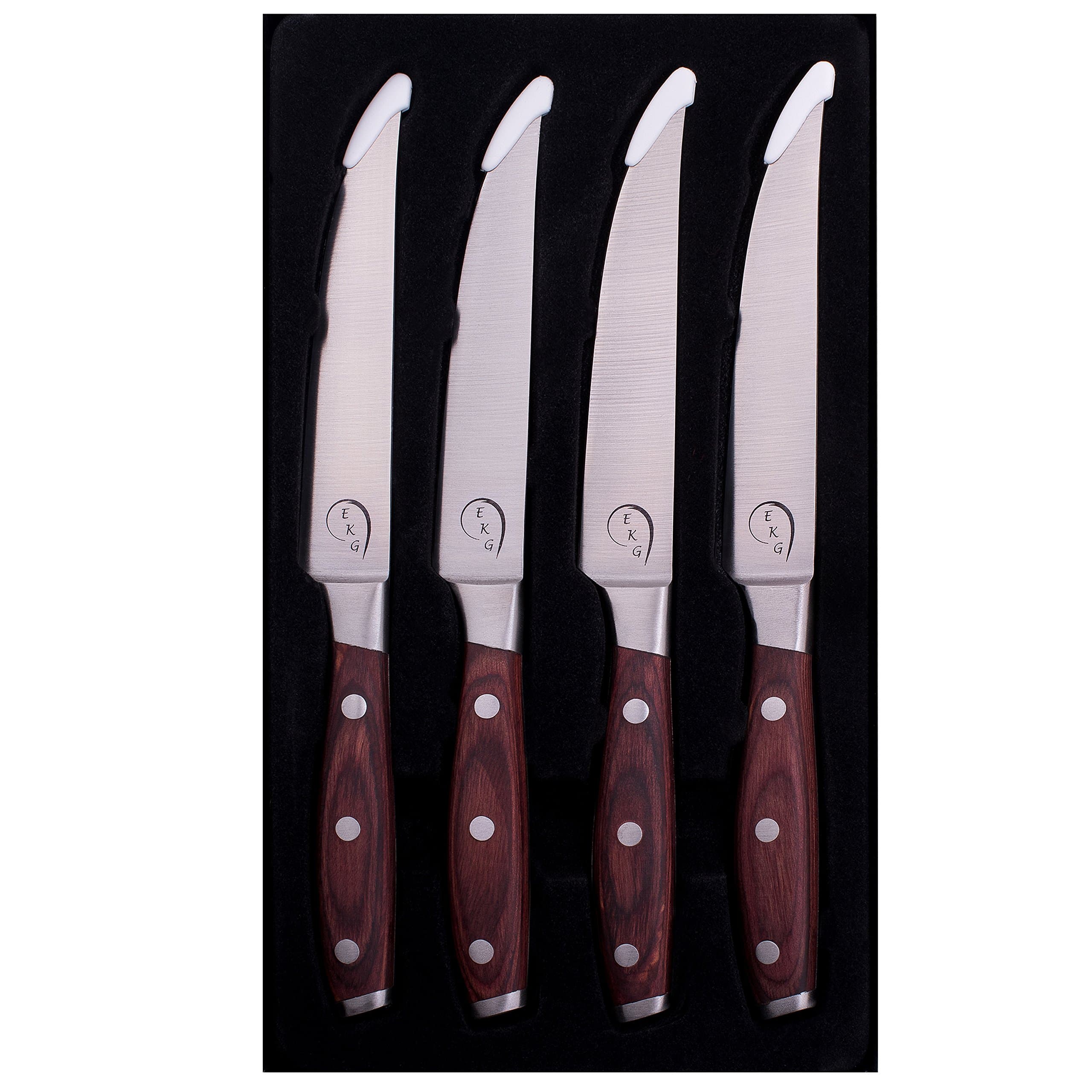 Everyday Kitchen Gadgets-Steak Knife Set- Stainless Steel-Straight Edge-Pakkawood Handle