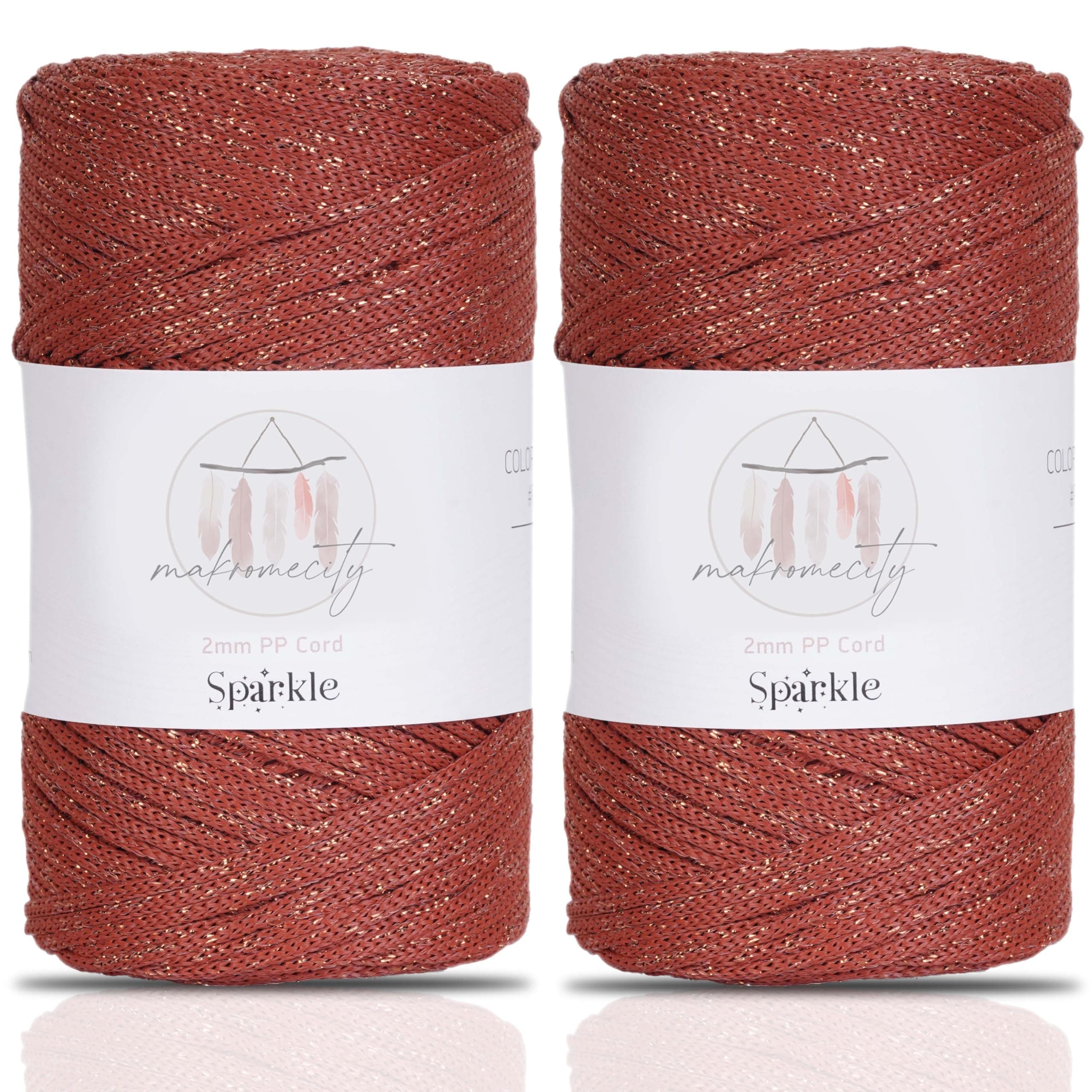 Makromecity, 2 Skeins of Sparkle Polyester Macrame Cord 2mm x 250 Yards (750 feet) 2mm Polypropylene Macrame Cord for Macrame Art & Crafts for Wall Hangings, Bags, Underplate, Rug