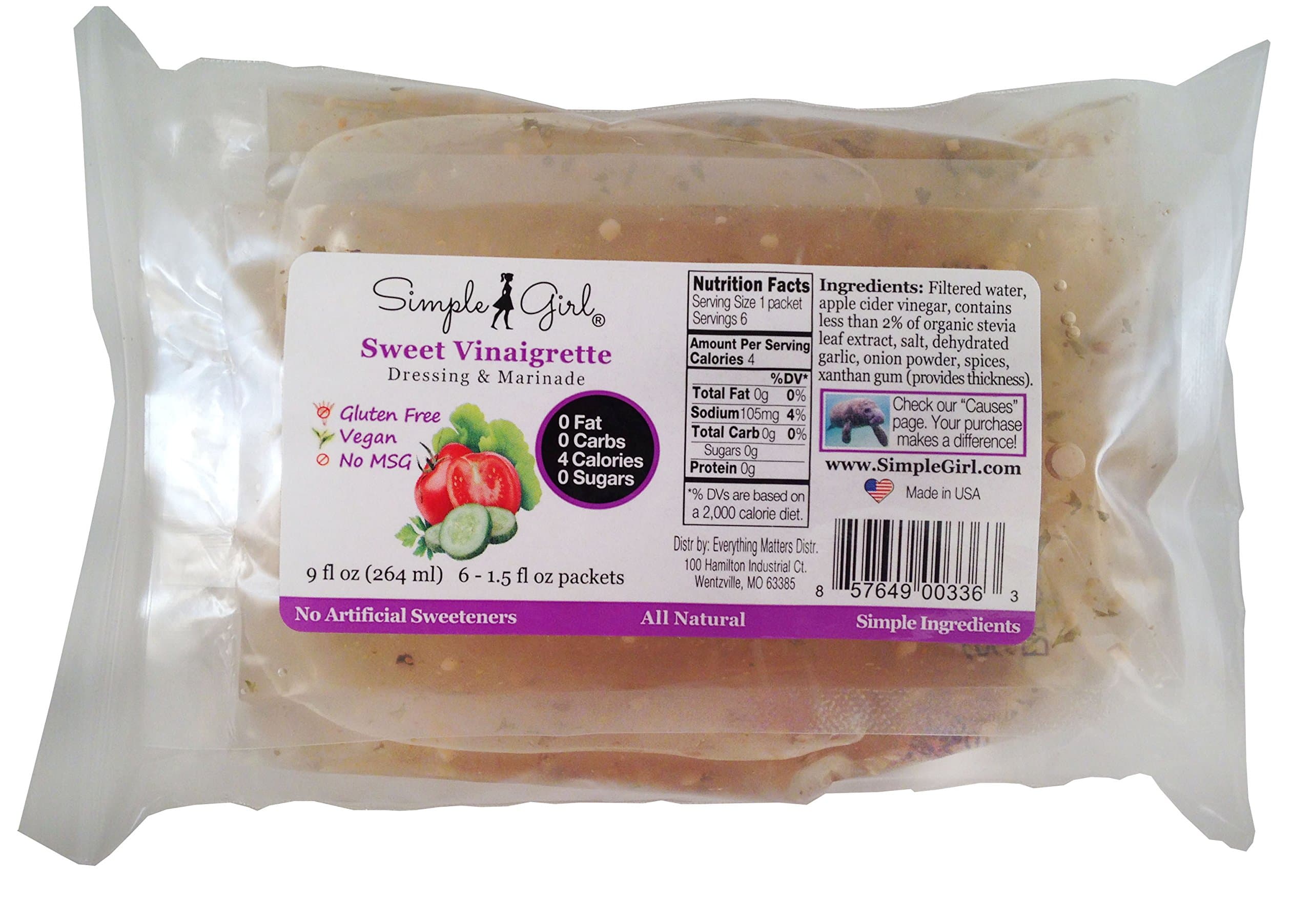 Simple Girl Sweet Vinaigrette Salad Dressing Single Serve packets